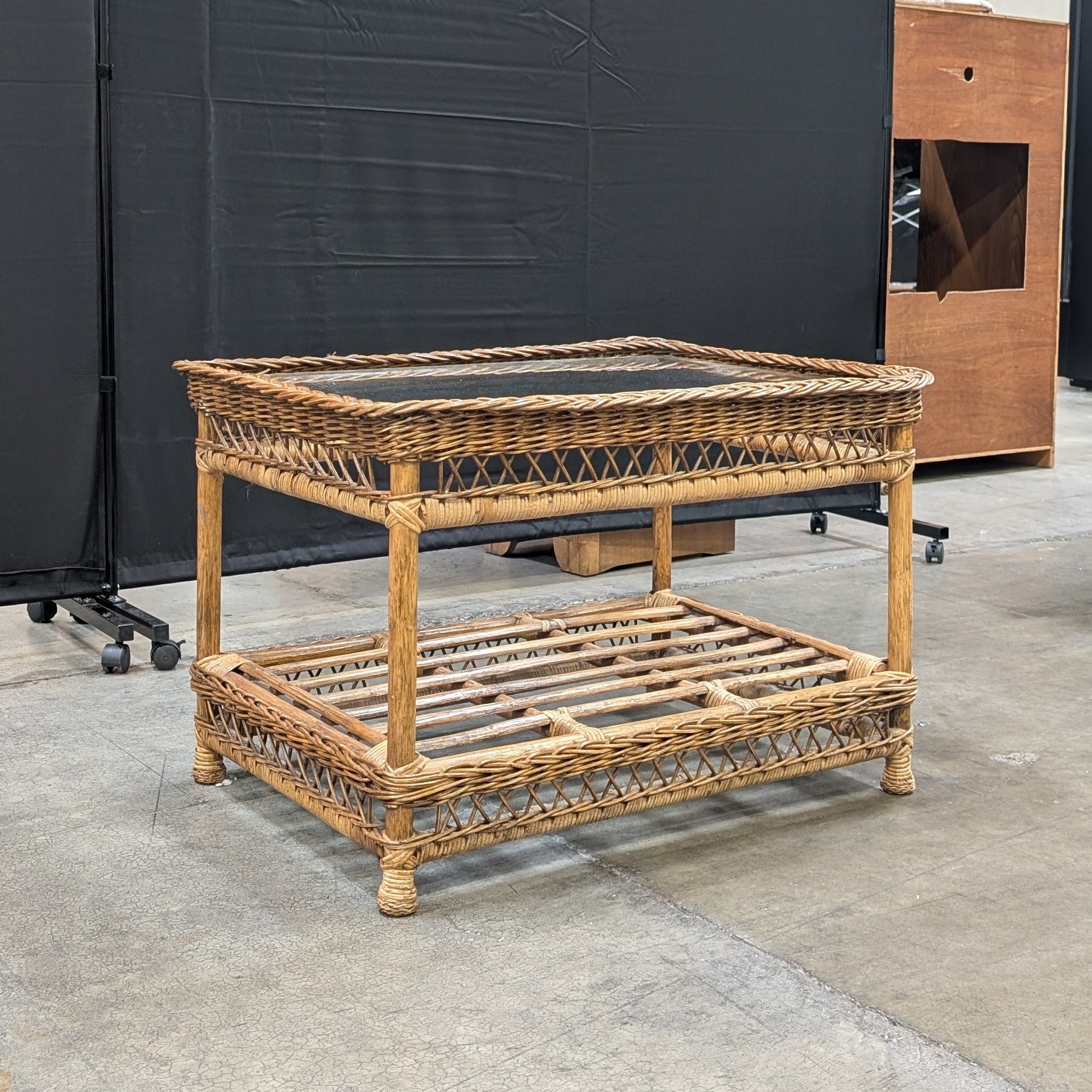 Natural Wicker Rectangular Display Shelf