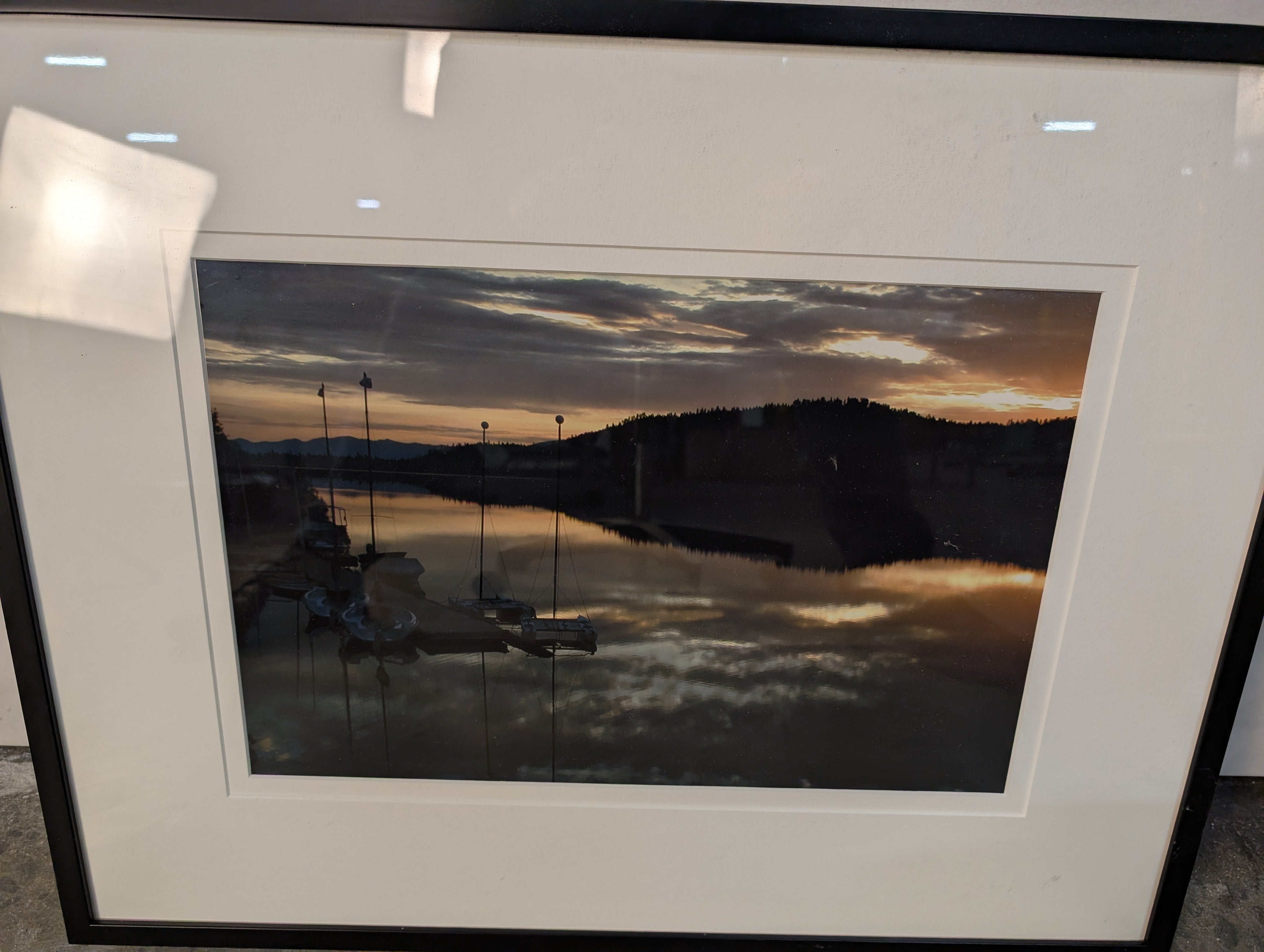 Serene Lake Sunset Framed Wall Art Print
