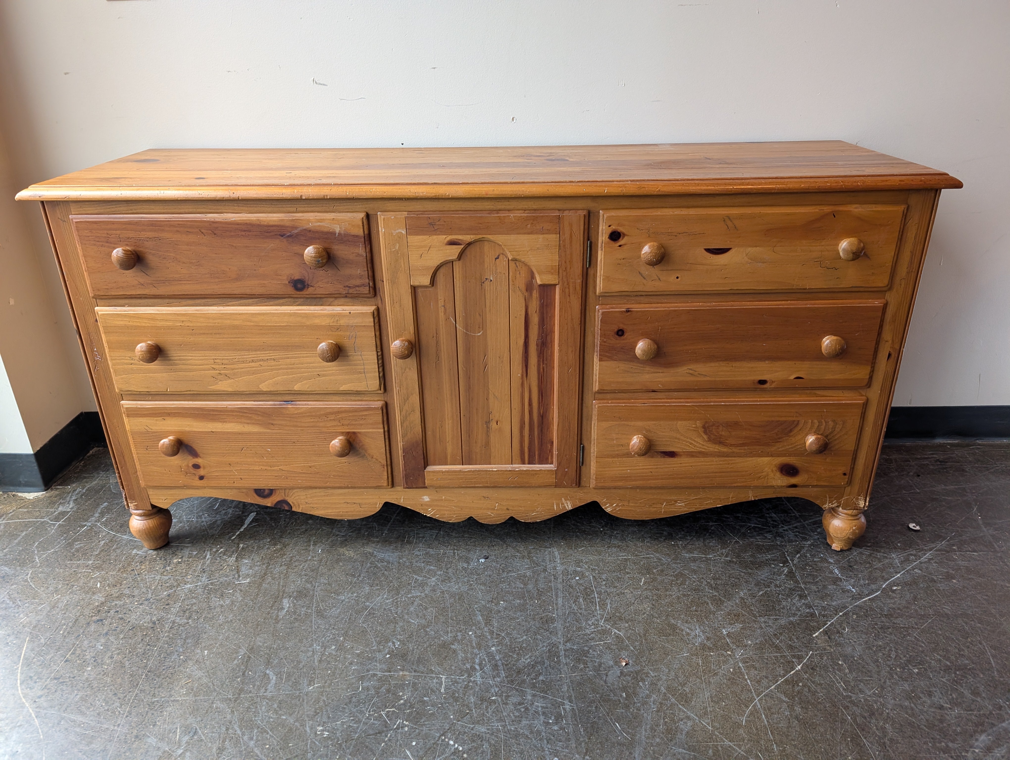 Solid Wood Ethan Allen Dresser with Central Cabinet