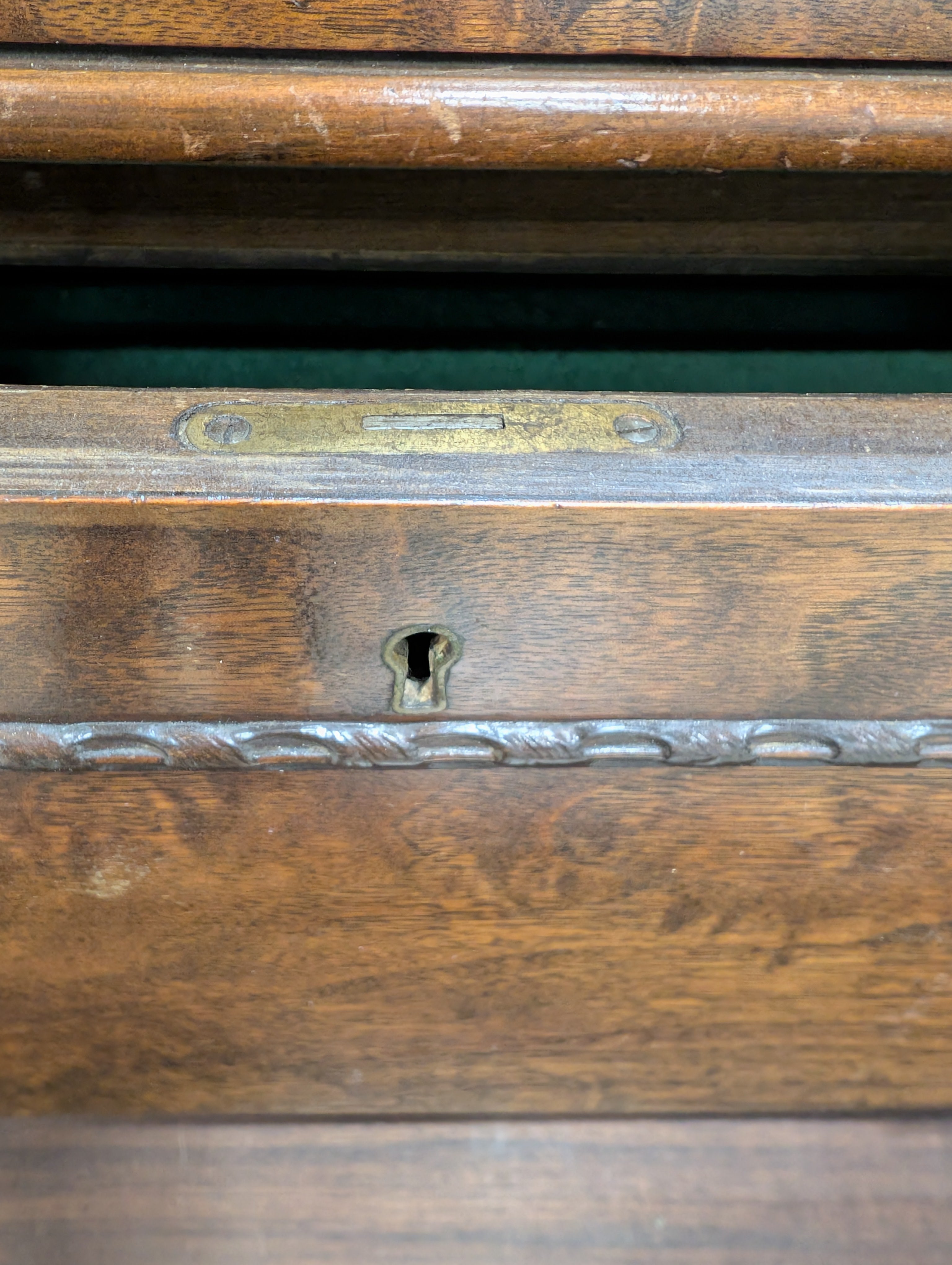 Vintage Dark Wood Sideboard with Curved Front and Cabriole Legs