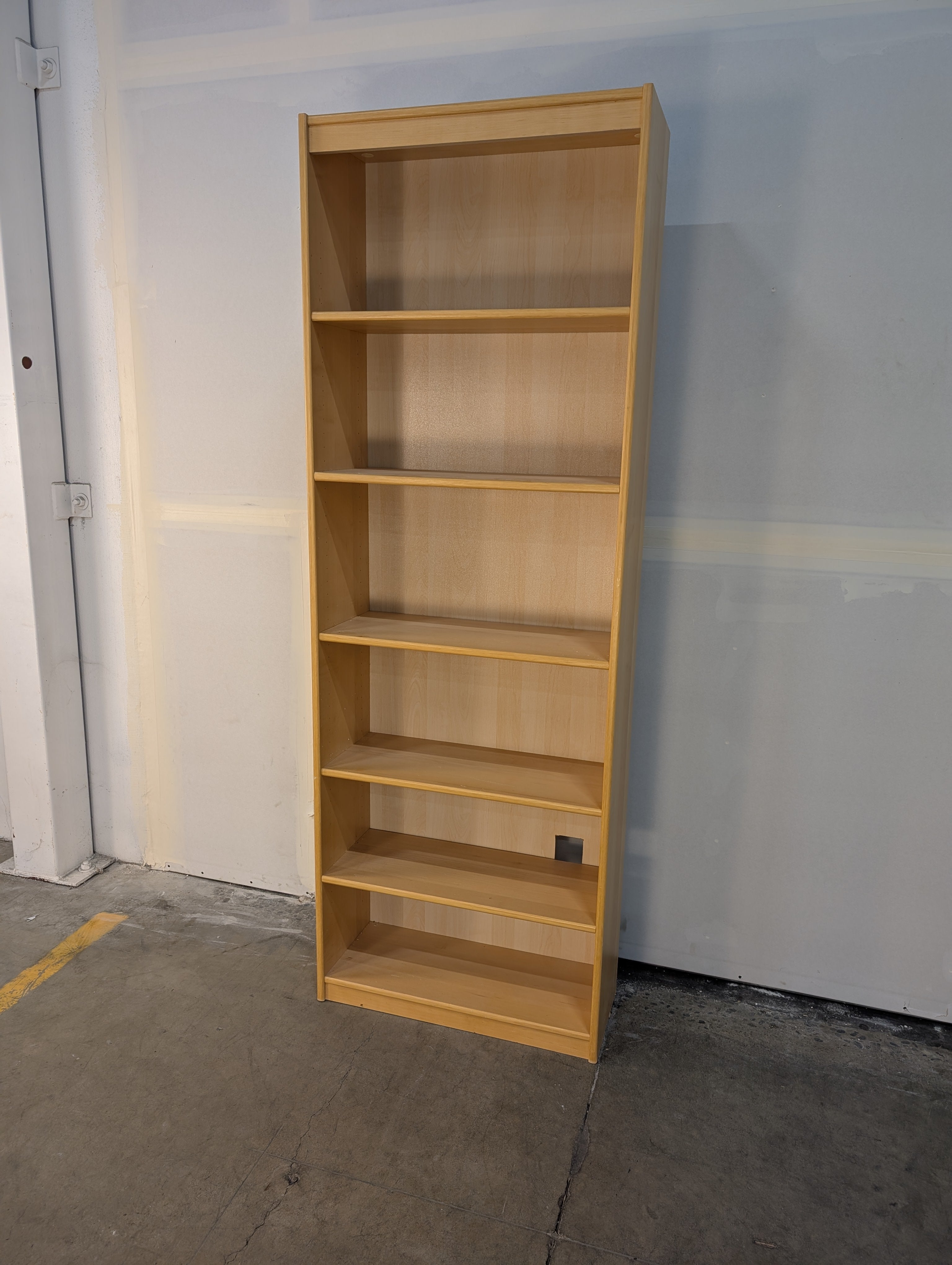 Tall Light Wood Tone Bookcase with Six Shelves