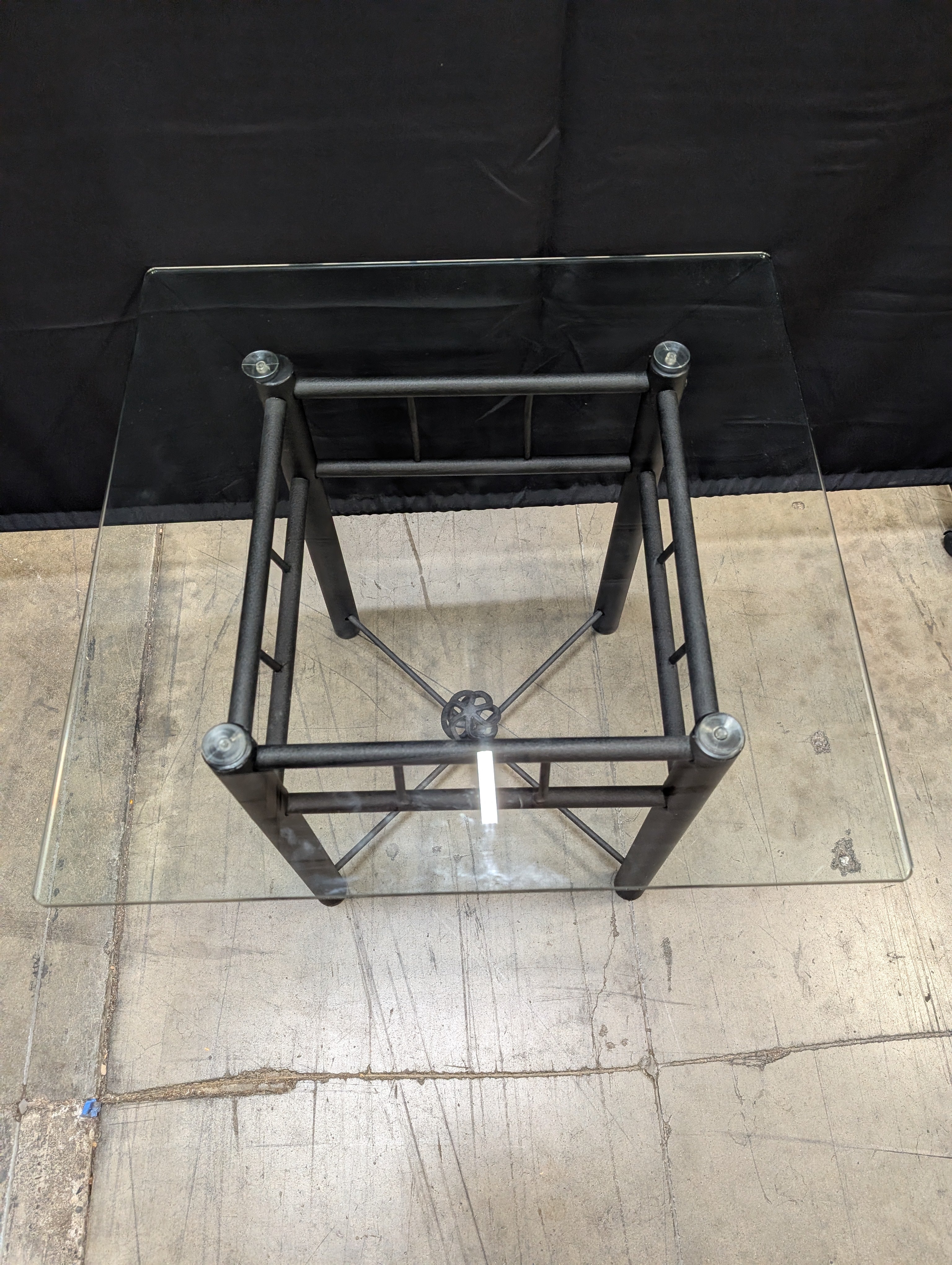 Modern Square Glass Top Side Table with Metal Frame