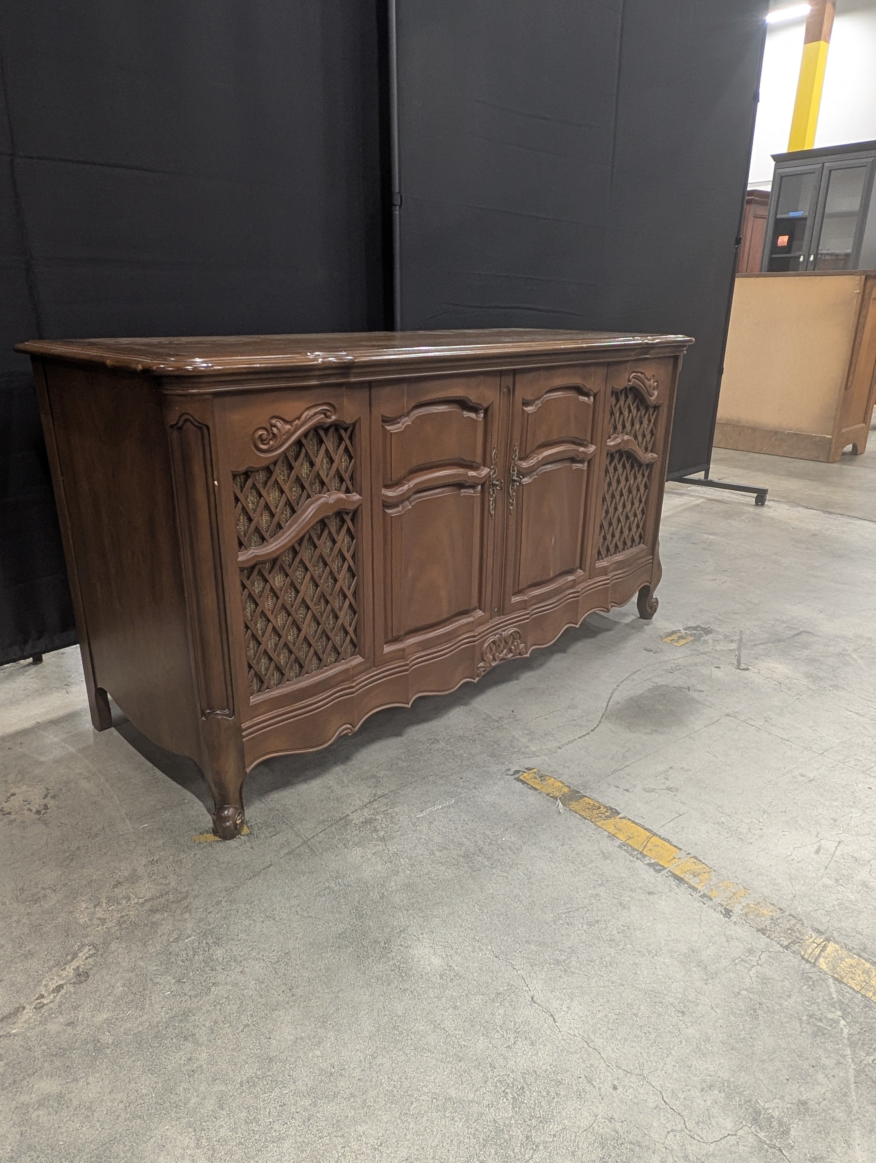 Vintage French Provincial Style Wood Console Cabinet