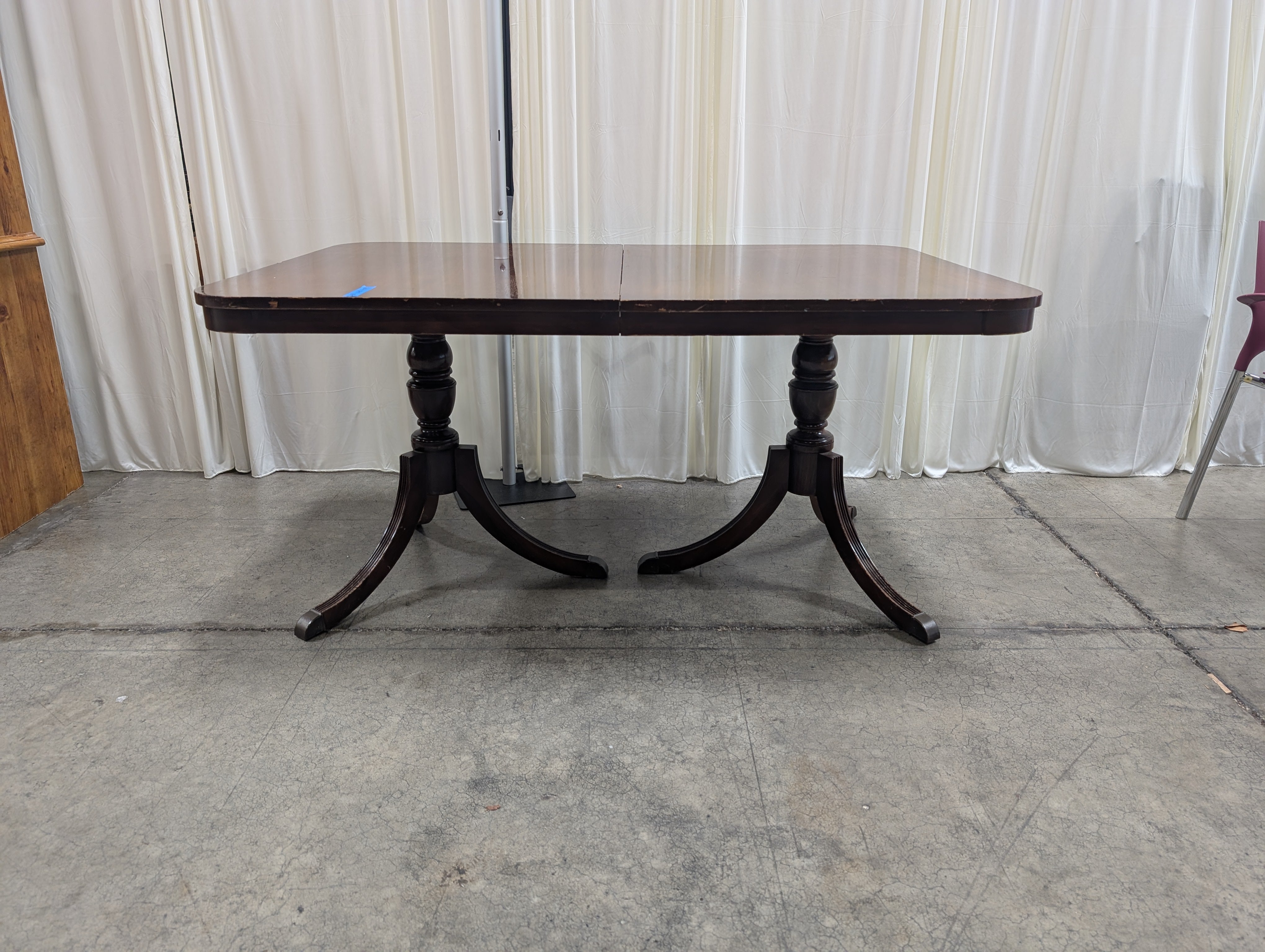 Dark Stained Hardwood Console Table with Curved Legs