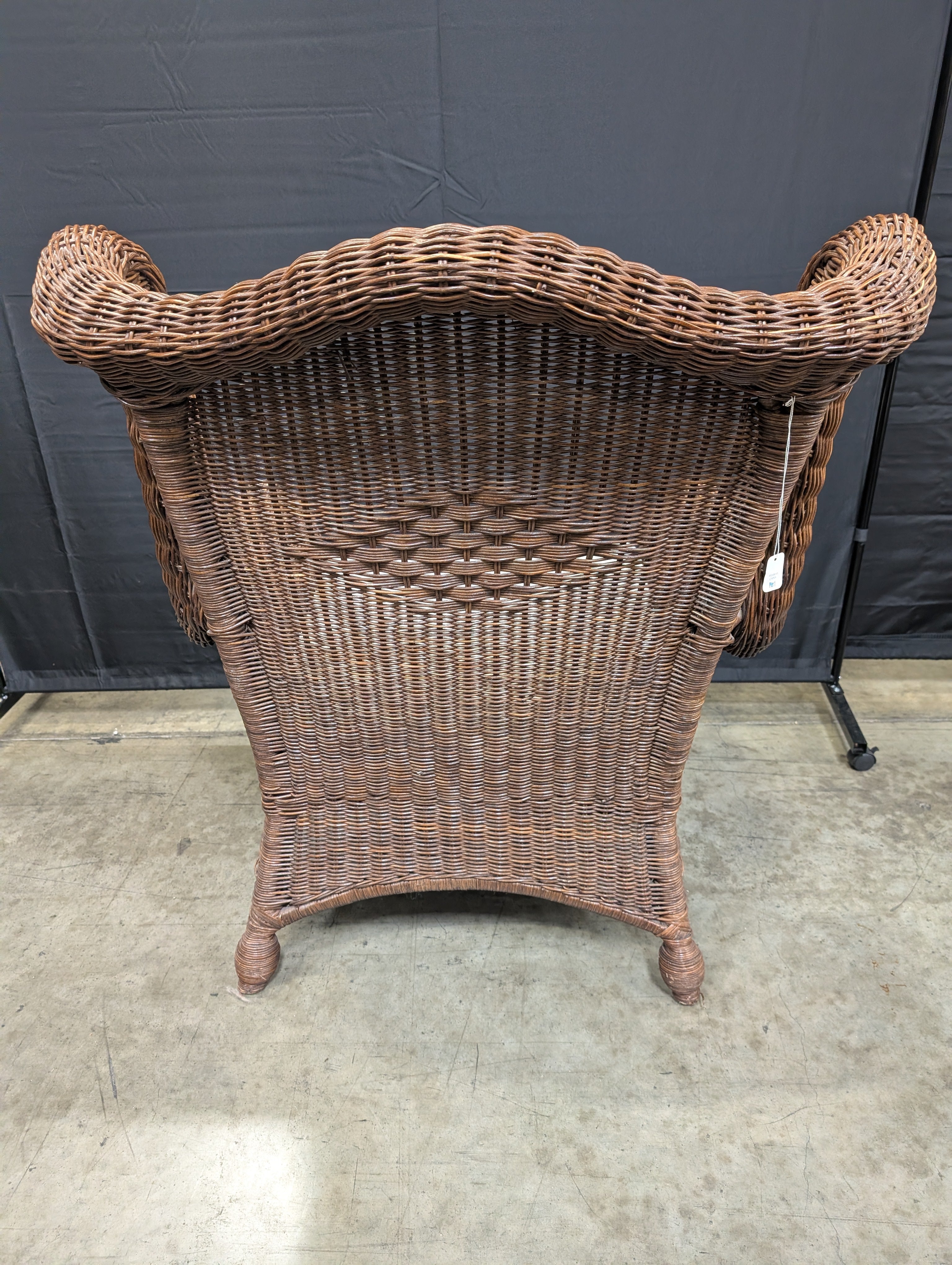 Vintage Wicker High-Back Armchair with Sunflower