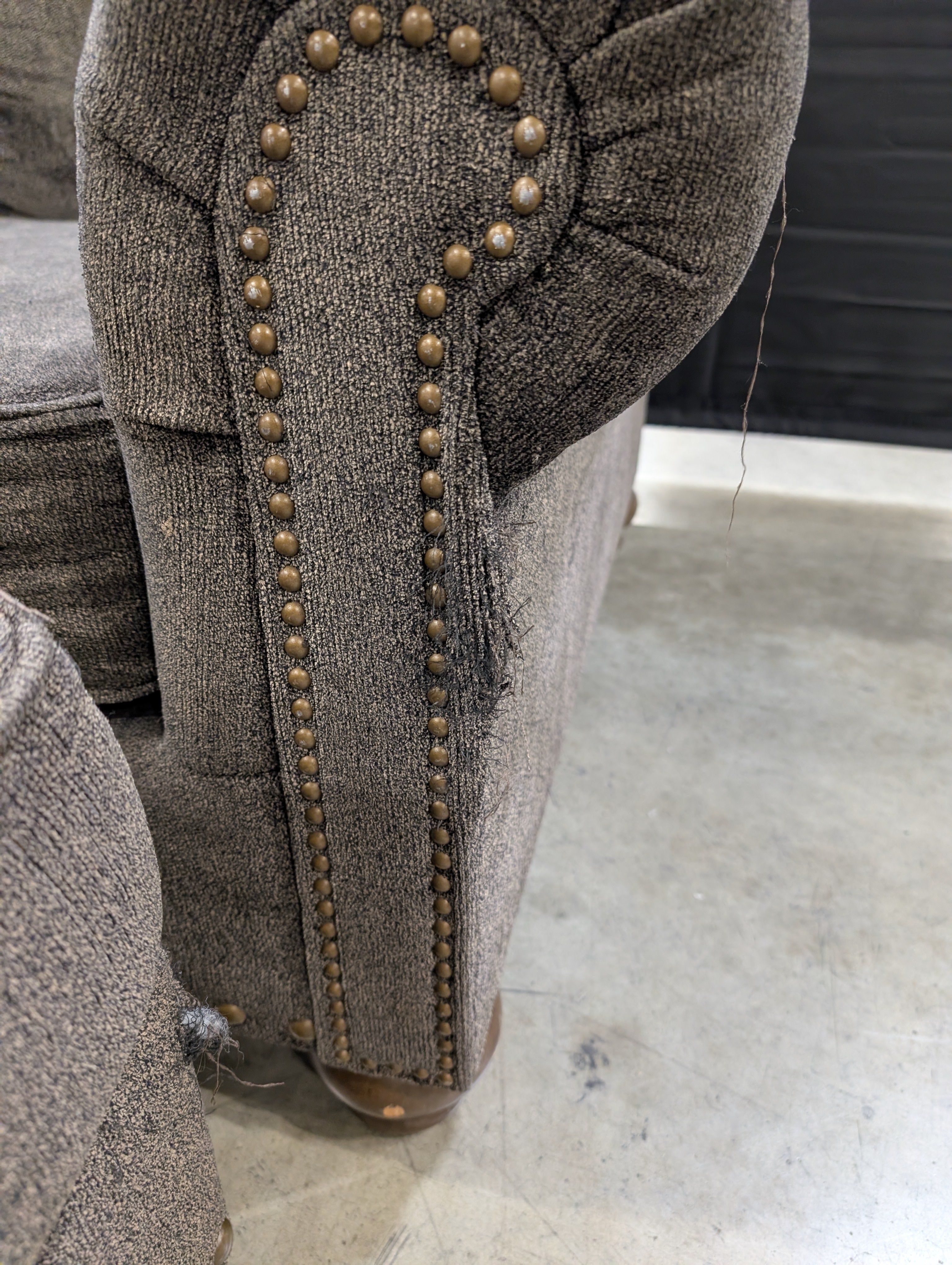 Used Club Chair and Ottoman Set with Nailhead Trim