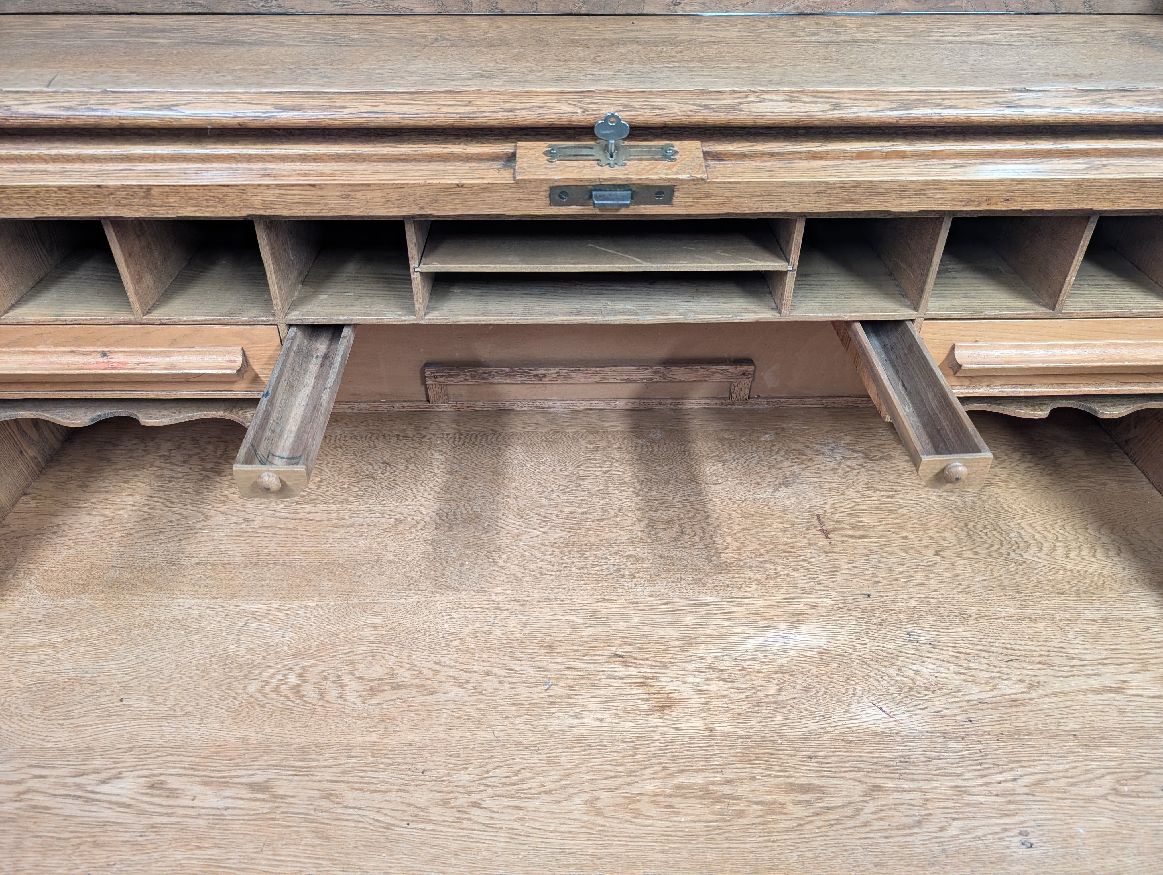 Vintage Oak Wood Roll Up Secretary Desk