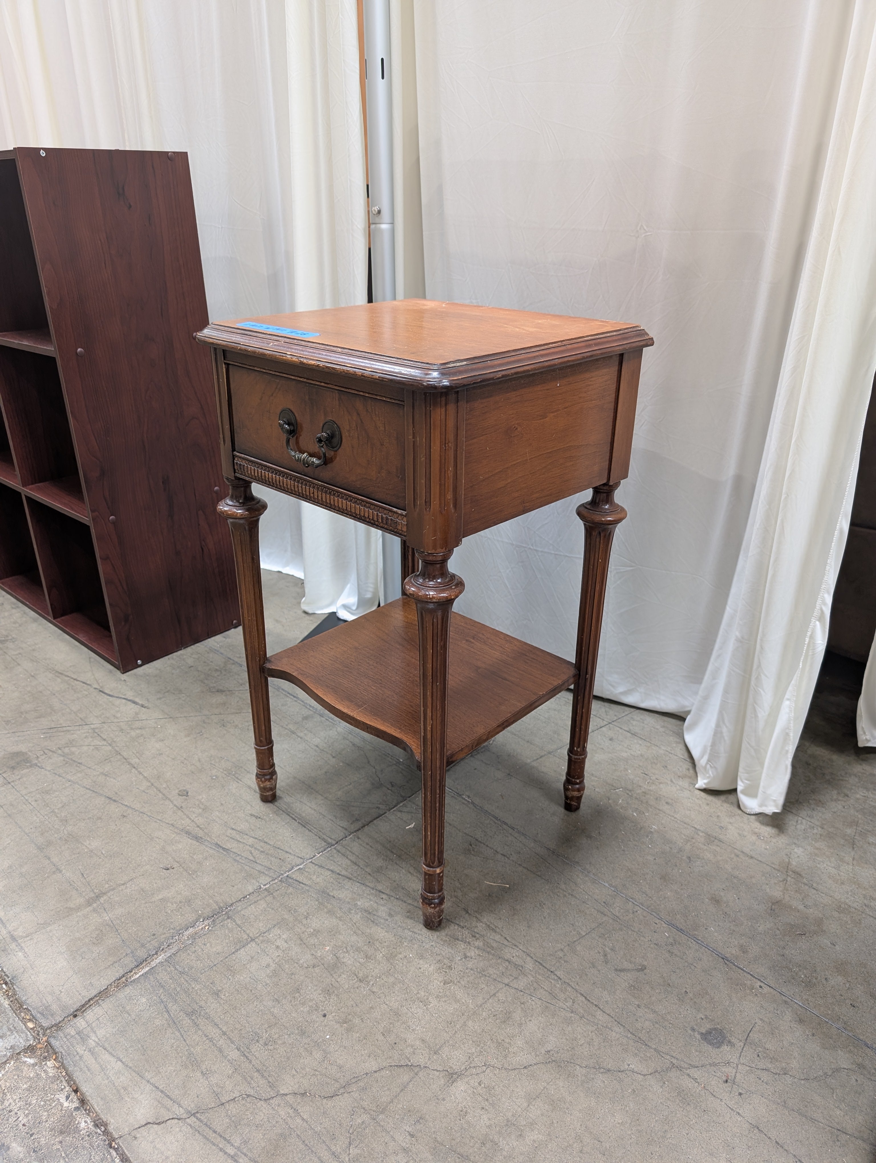 Vintage Single-Drawer Nightstand in Dark Wood