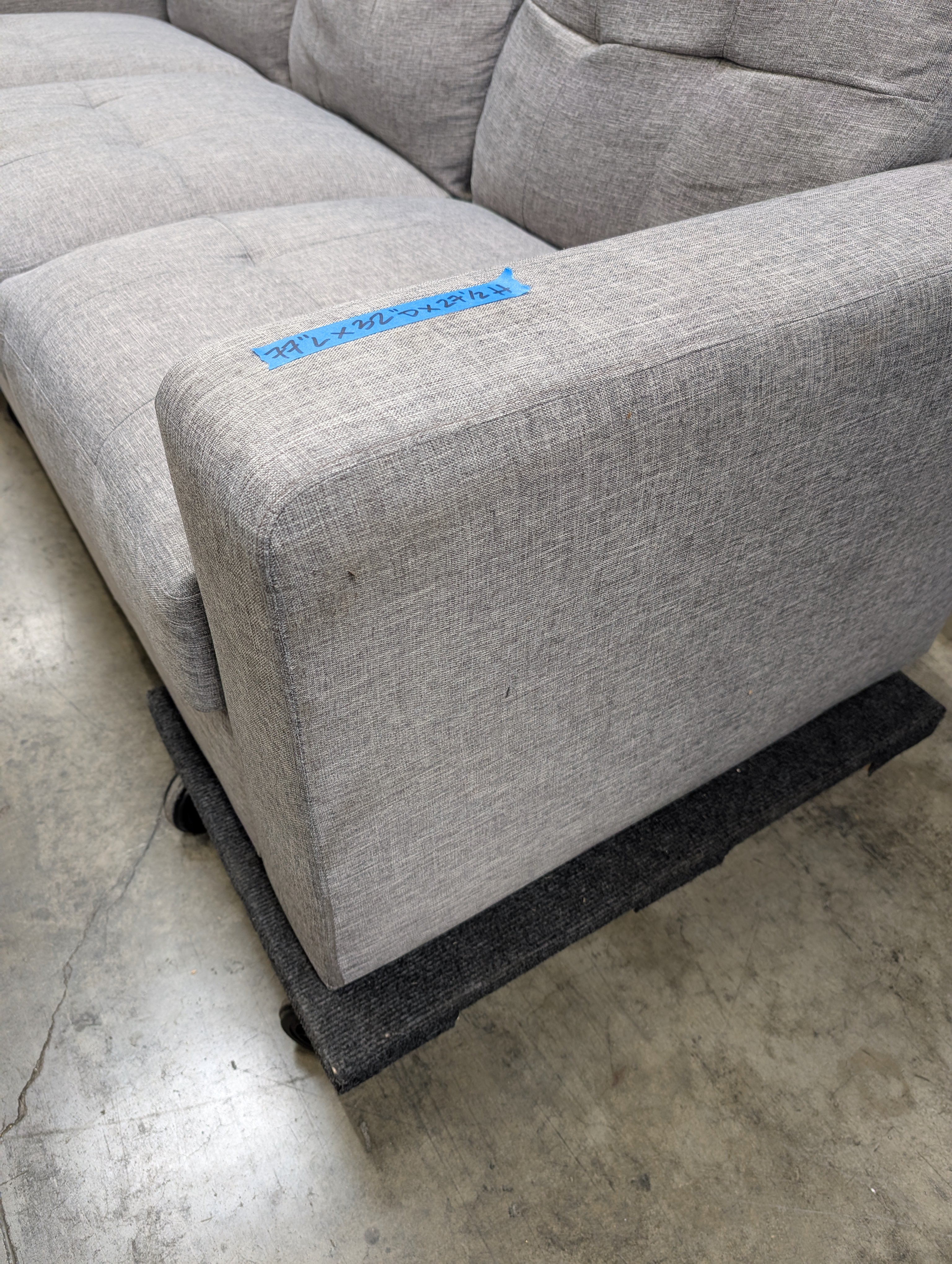 Contemporary Light Grey Fabric Three-Seater Sofa