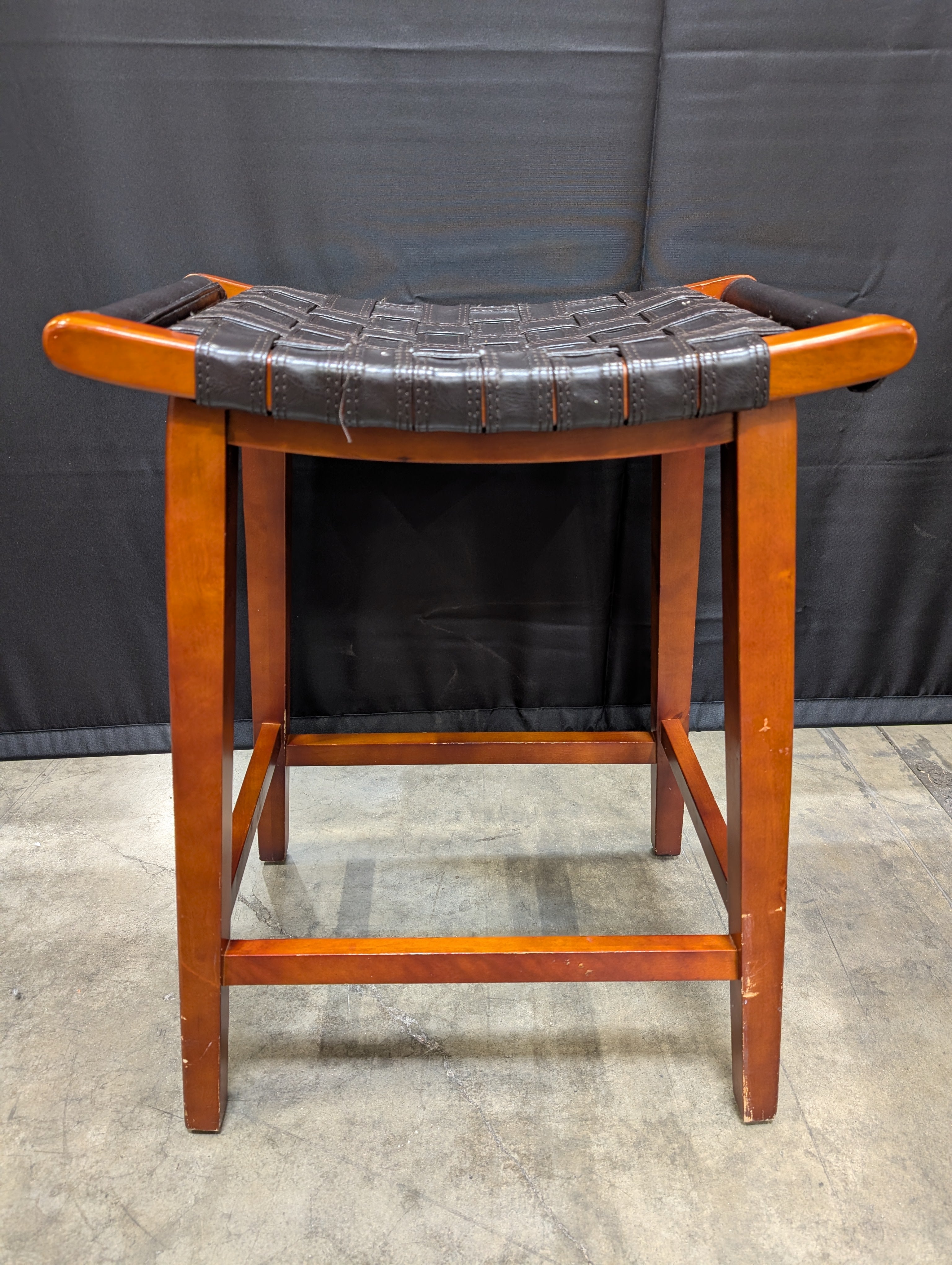 Woven Seat Wood Frame Stool