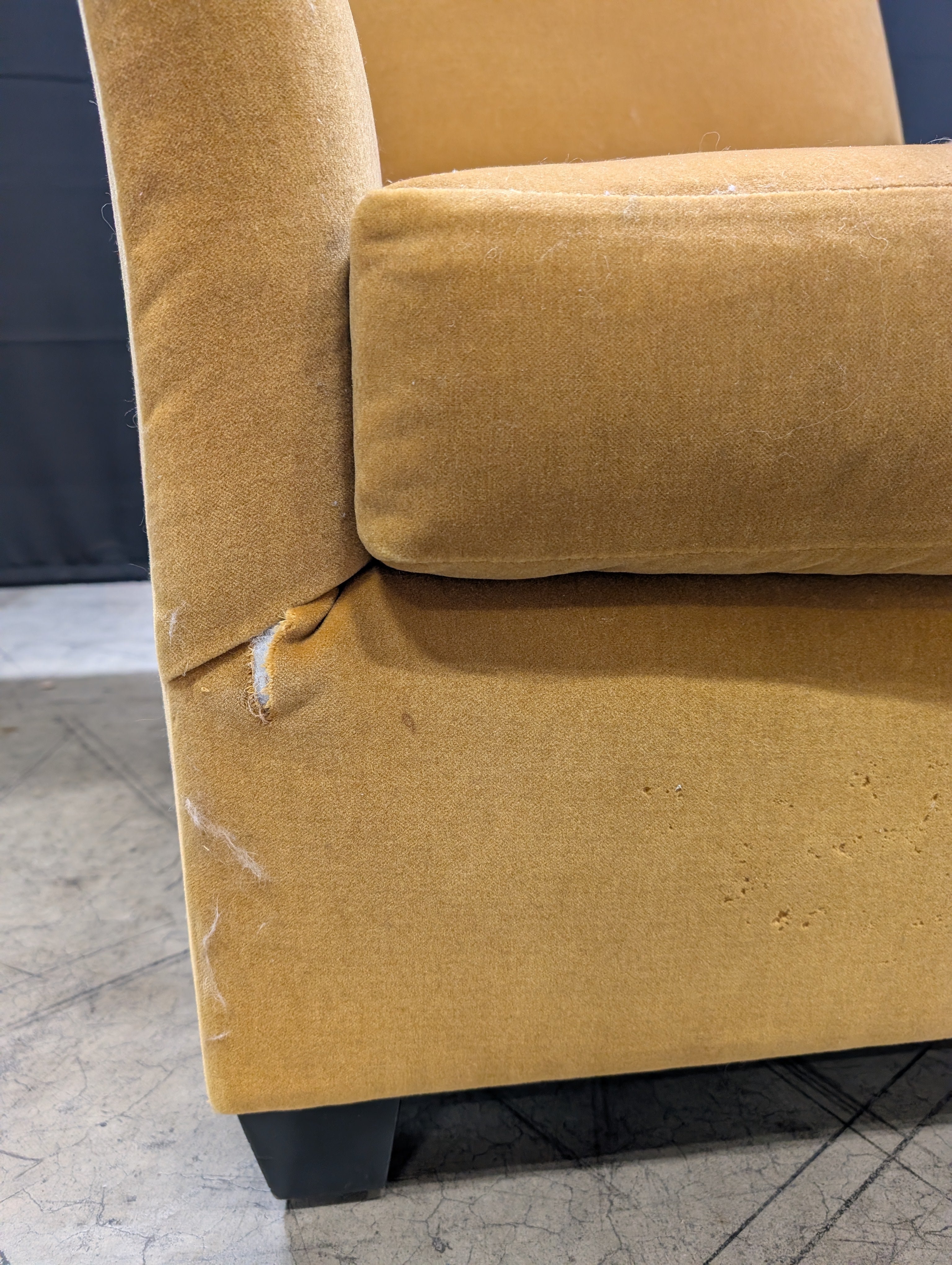 Tan Upholstered Armchair with Square Arms