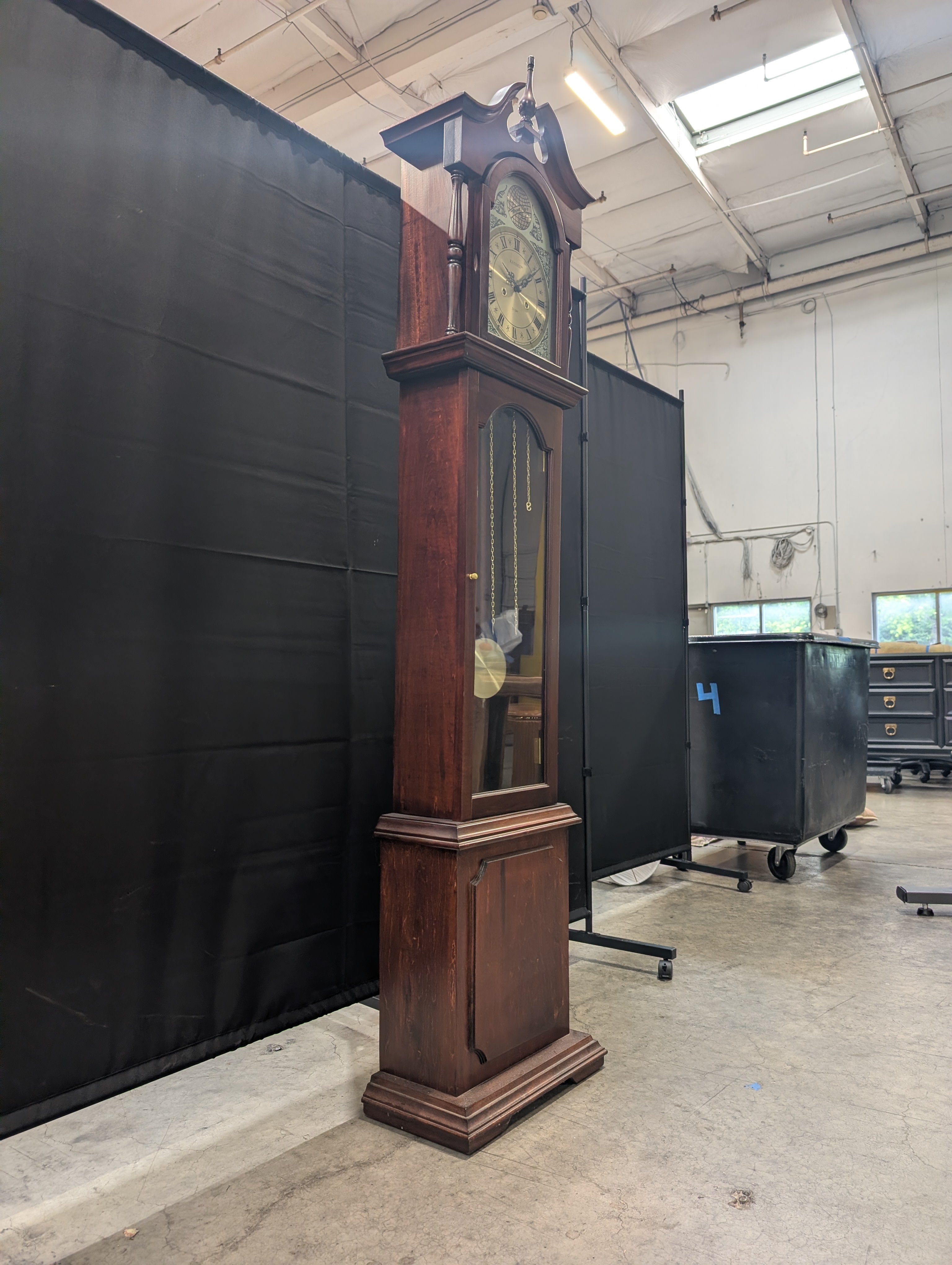 Traditional KASSEL Cherry Finish Grandfather Clock with Roman Numerals