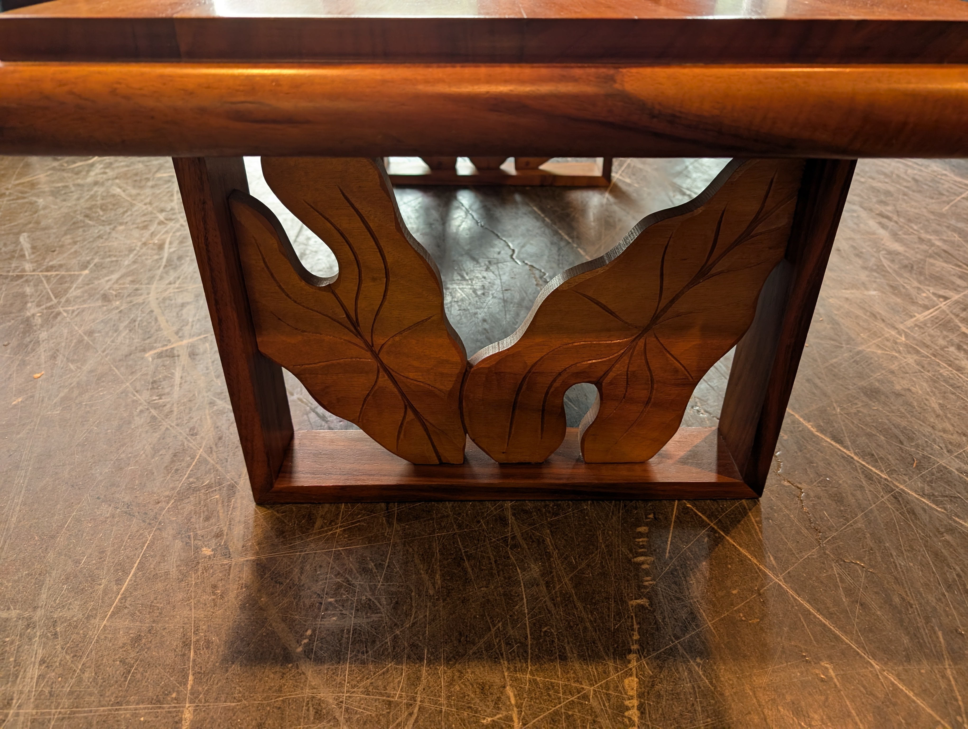 Rich Brown Hardwood Coffee Table with Carved Detail