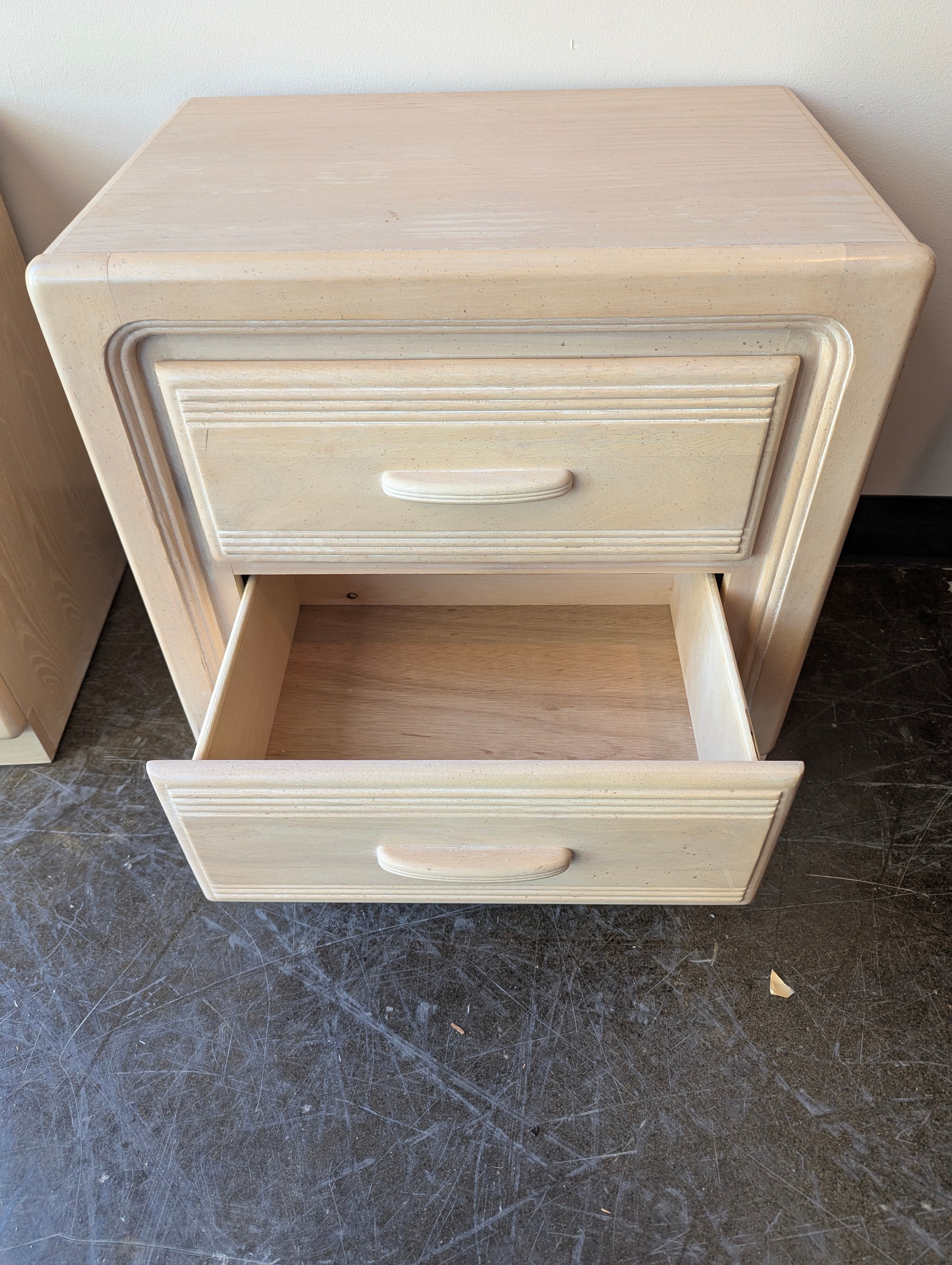 Vintage Light Beige Two-Drawer Nightstand