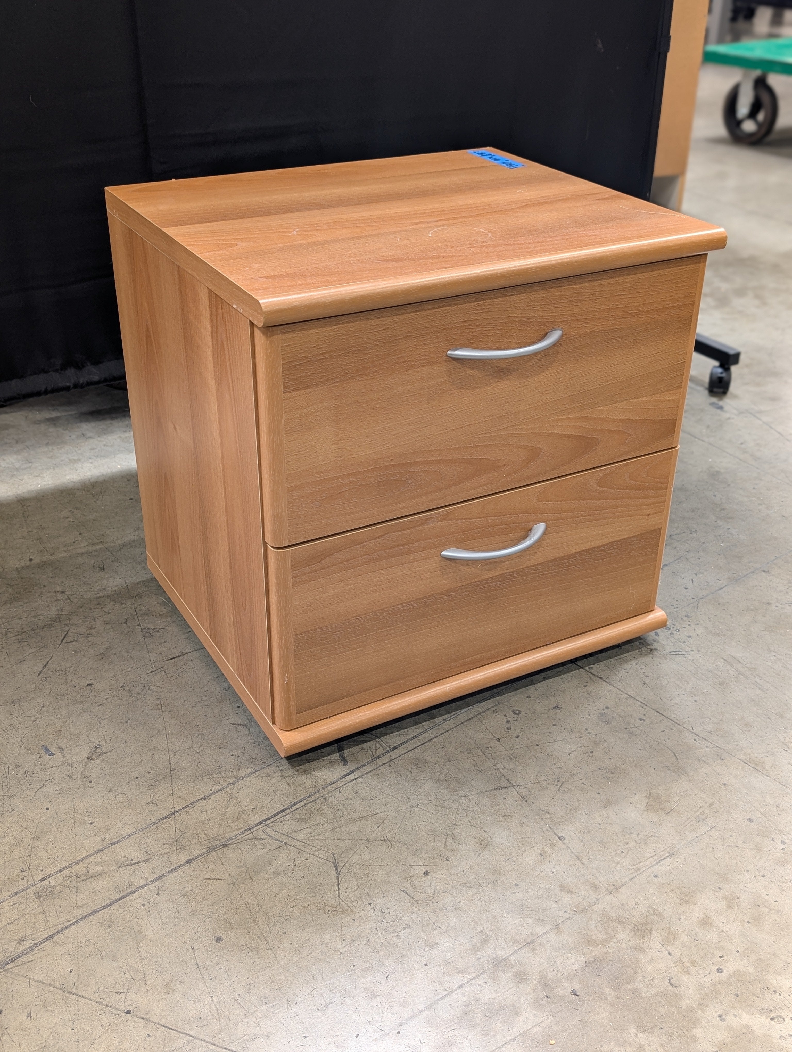 Compact Wood-Tone 2-Drawer Nightstand Storage Cabinet