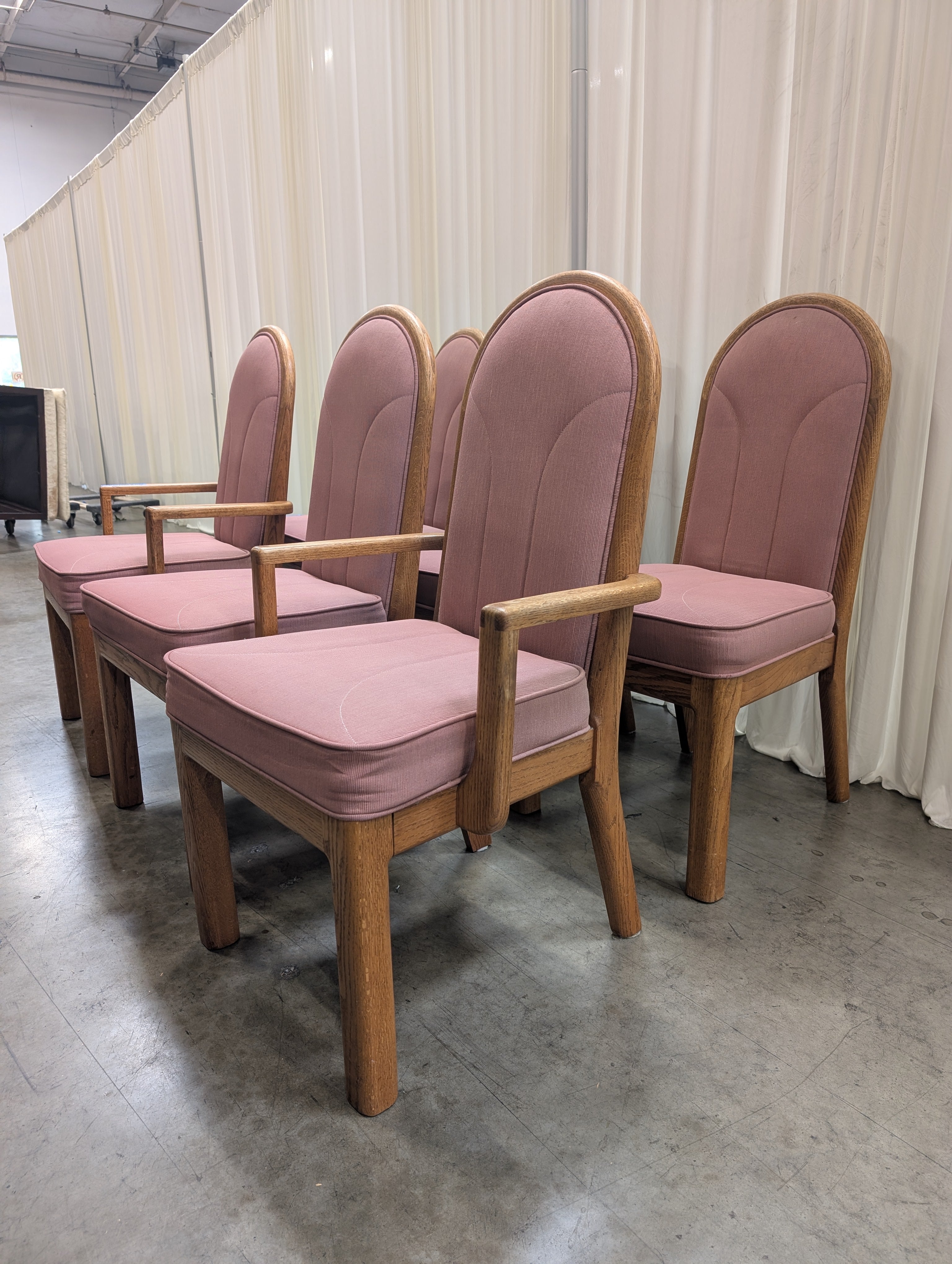 Set of Six Wambold Fine Furniture Mauve Fabric Dining Chair in Wood