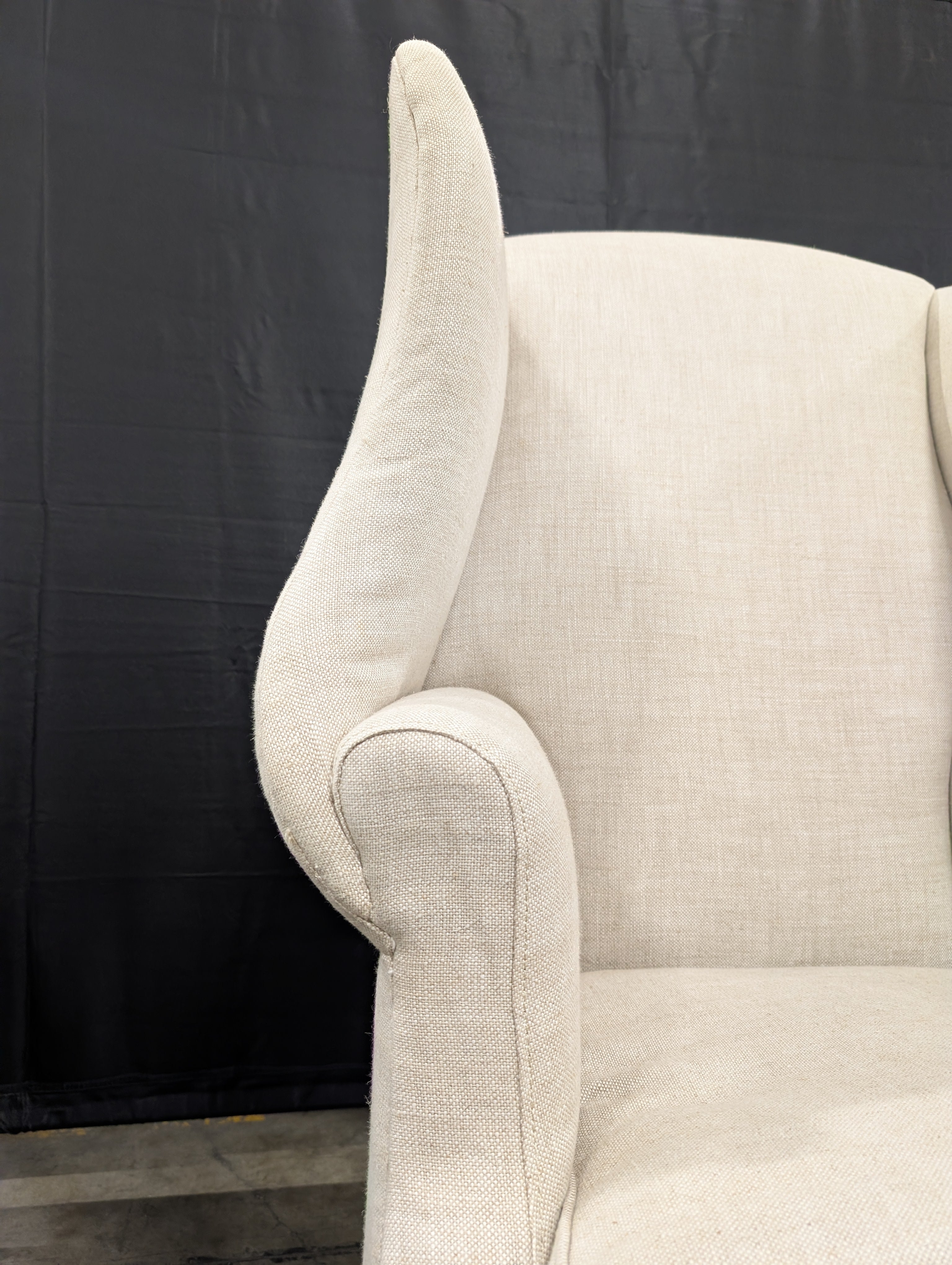 Neutral Upholstered High-Back Armchair