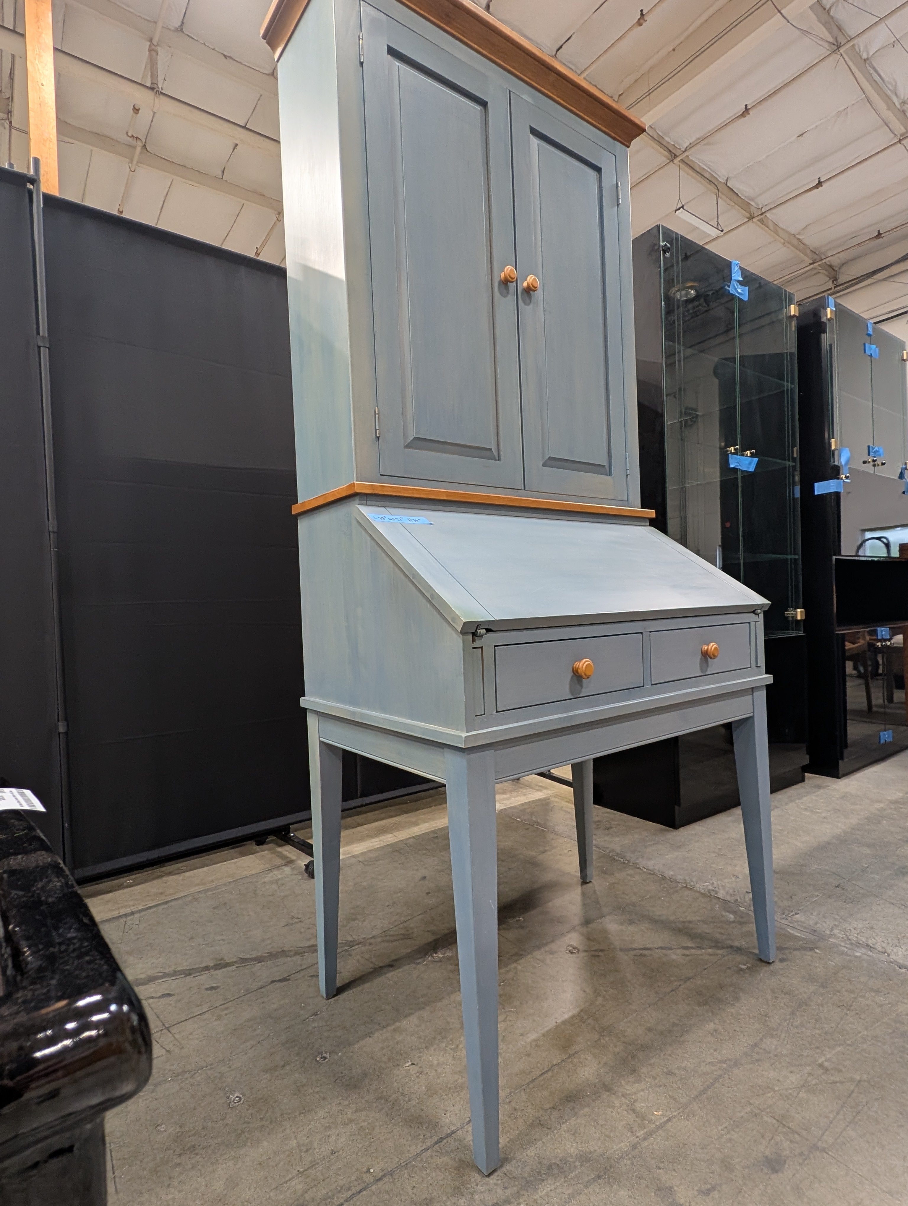 Two-Tone ETHAN ALLEN Secretary Desk with Hutch Cabinet