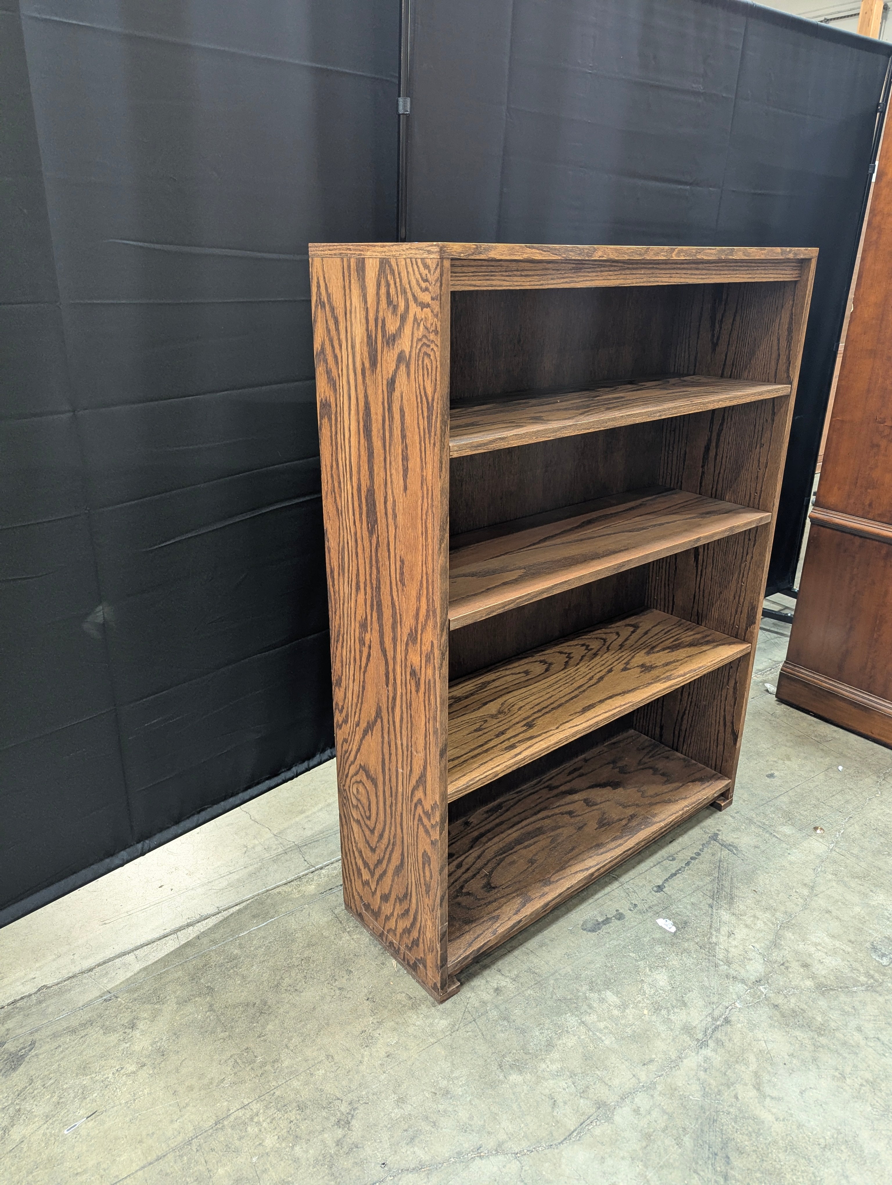 Brown Stained Wood Four-Shelf Bookcase