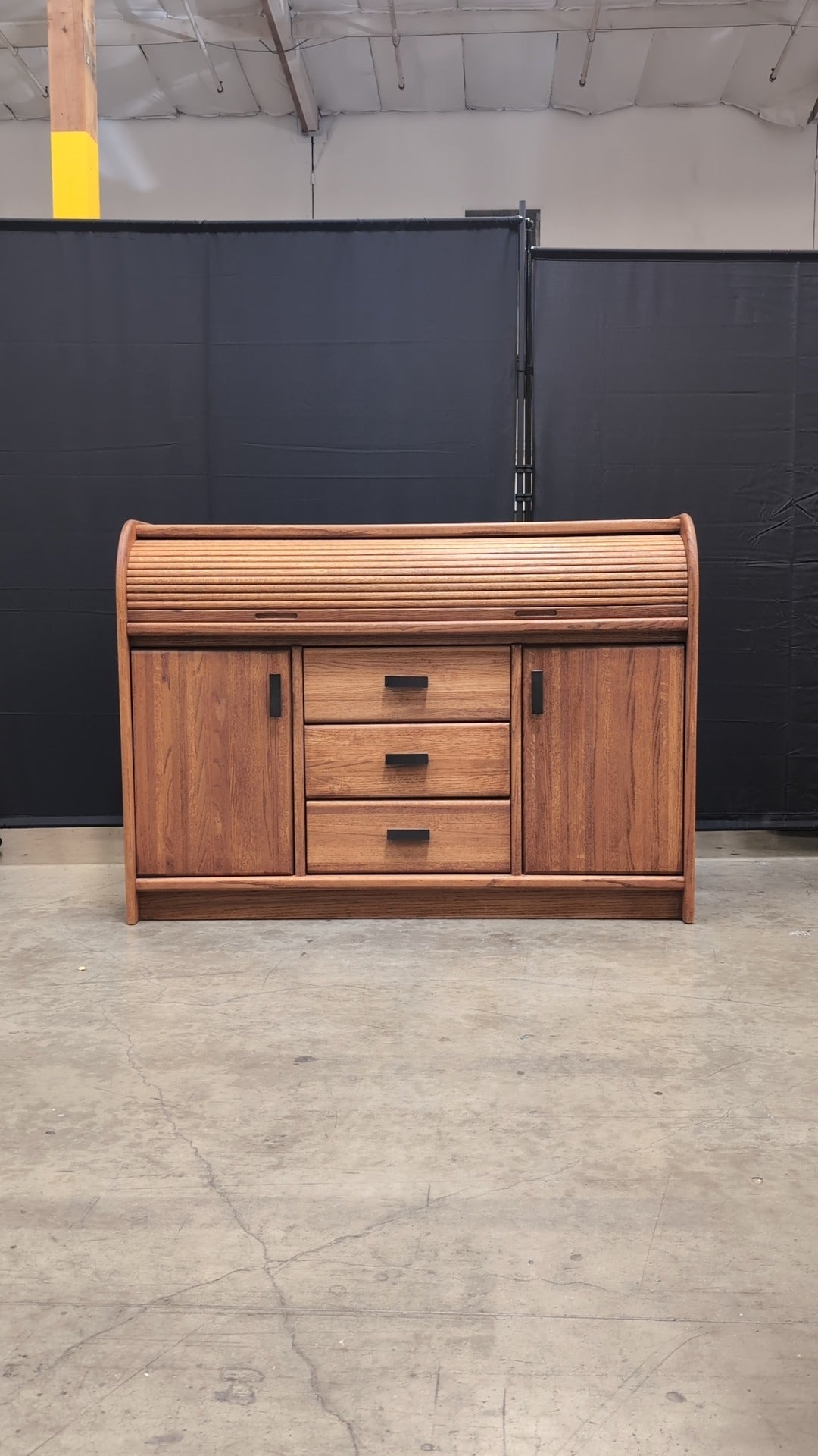 Hardwood Media Console with Storage and Drawers