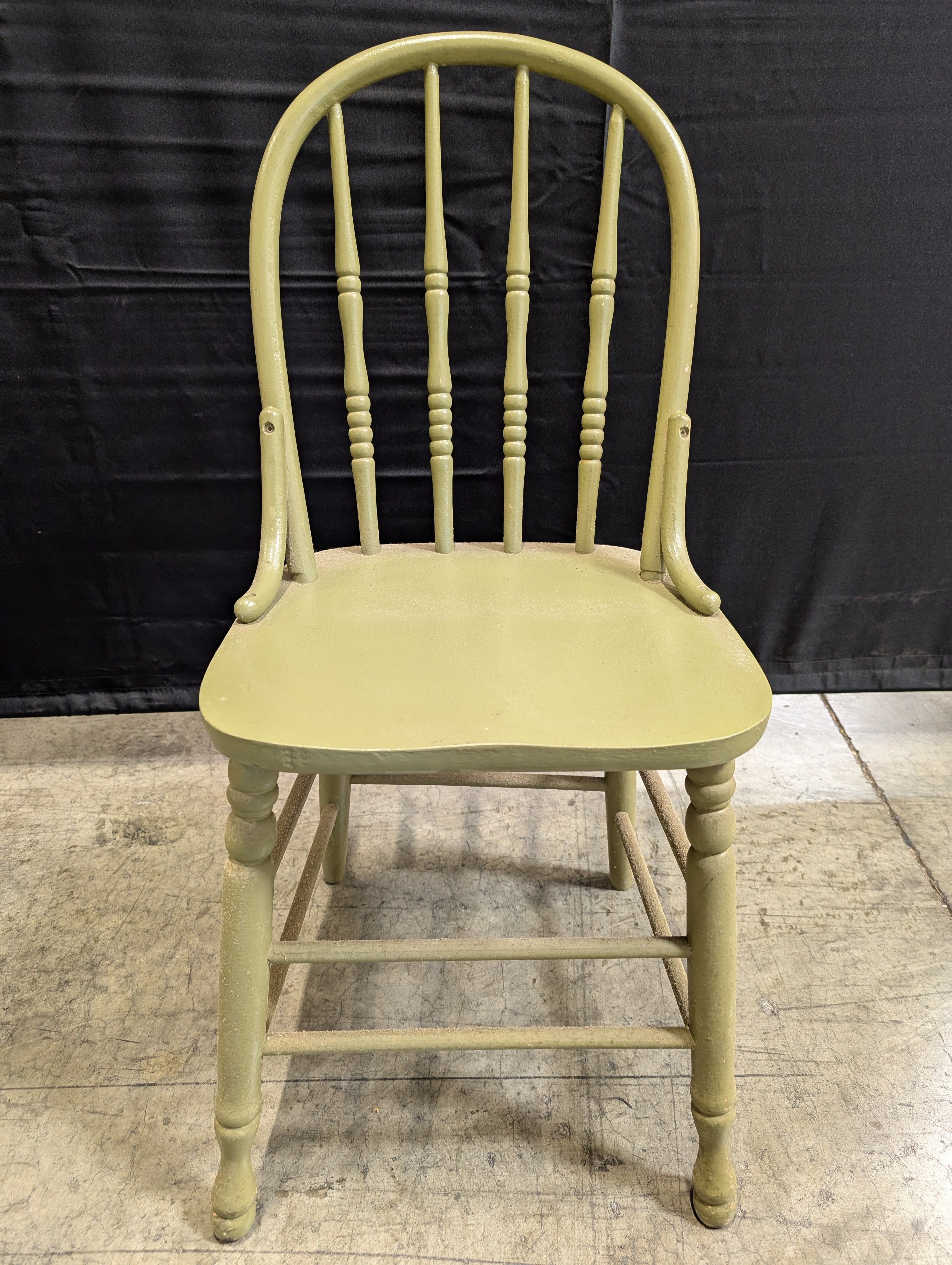 Muted Green Spindle Back Windsor Style Wood Chair