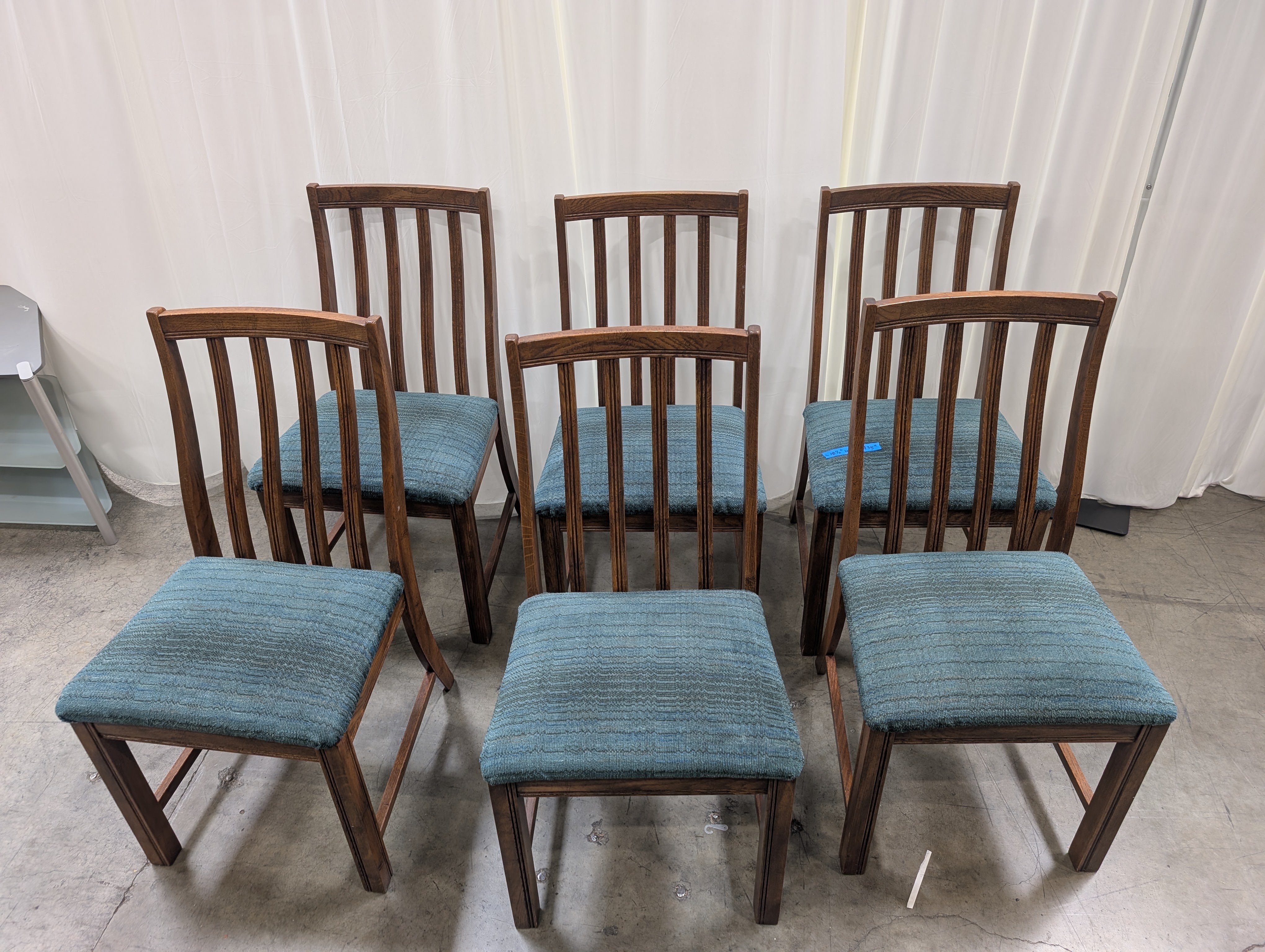Set of Six Traditional Brown Wood Dining Chair with Spindle Back