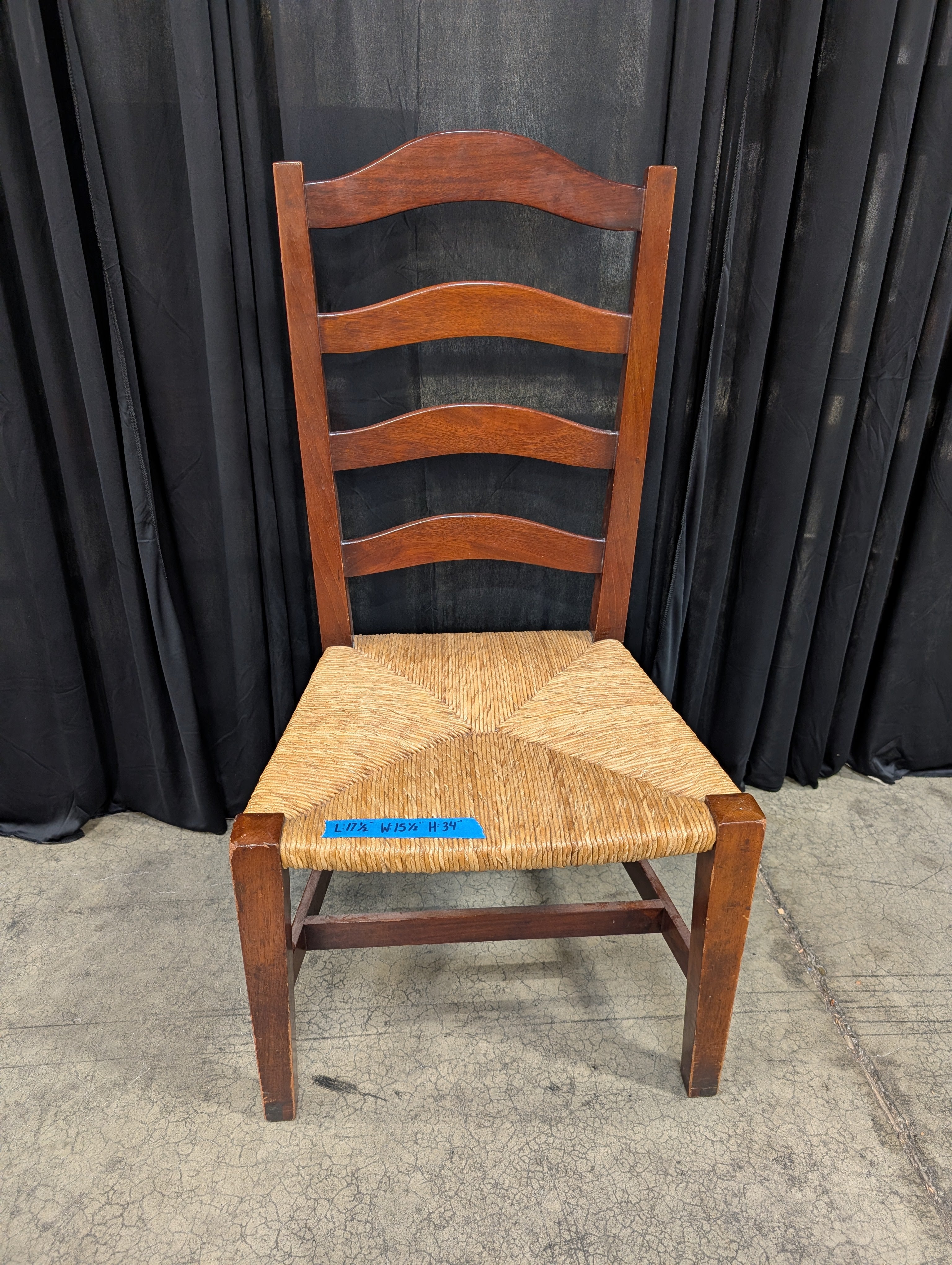 Traditional Wood Ladderback Dining Chair with Rush Seat