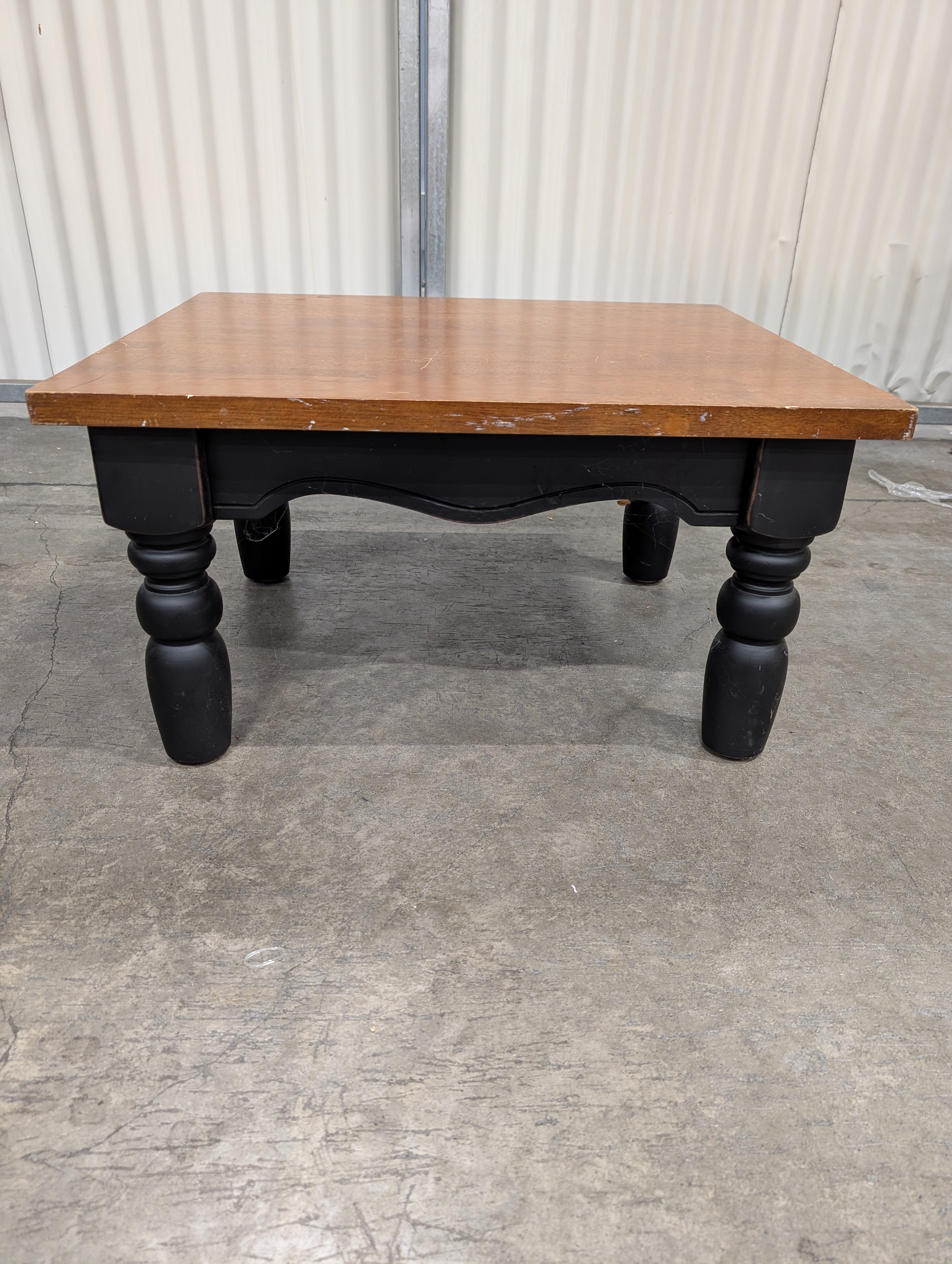 Square Wood Accent Table with Black Turned Legs