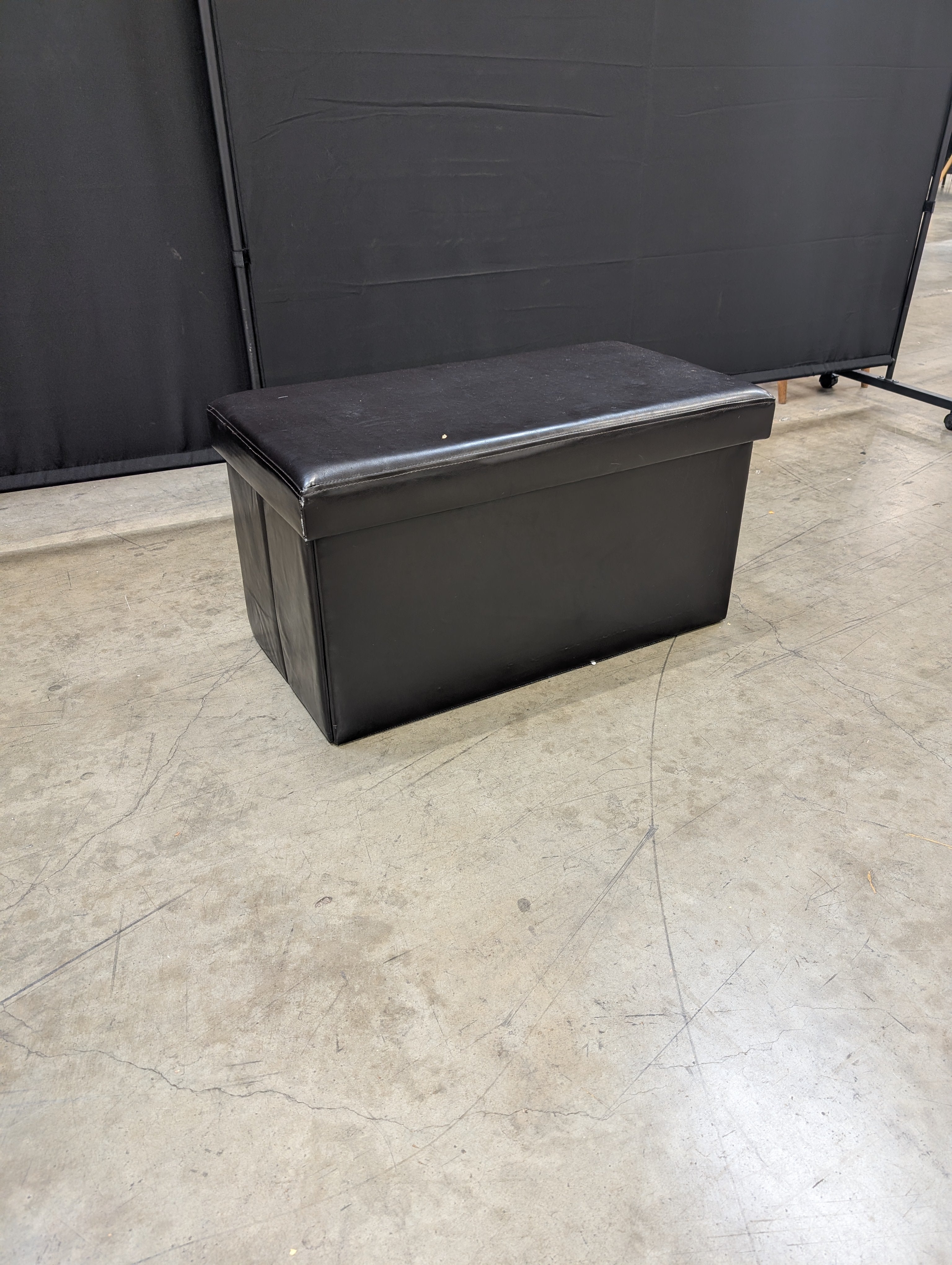 Dark Brown Faux Leather Rectangular Storage Ottoman