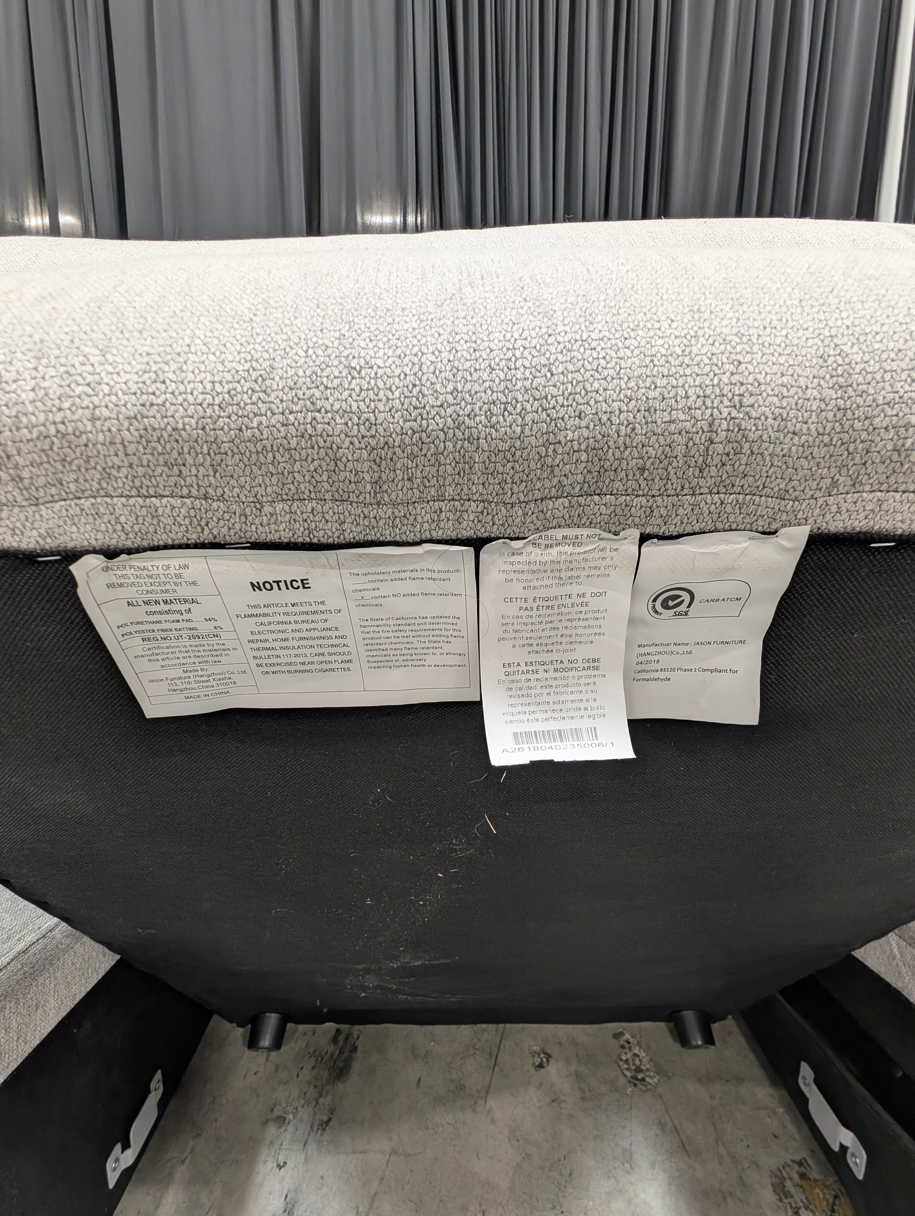 Macy's Nevio 6 Piece Fabric Power Reclining Sectional, 3 Power Recliners with Power Headrests, Light Gray Mineral