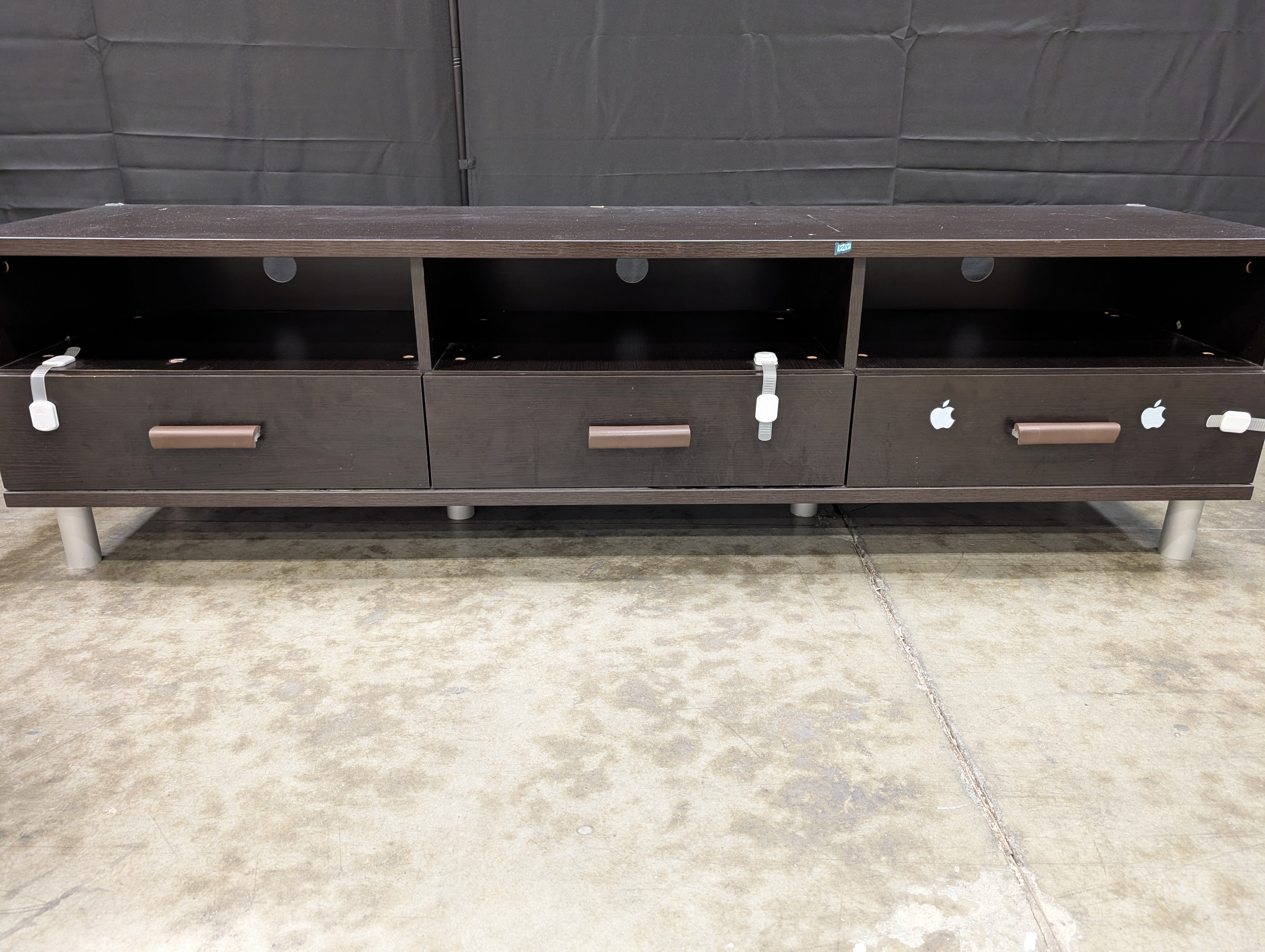 Contemporary Dark Brown Media Console with Drawers