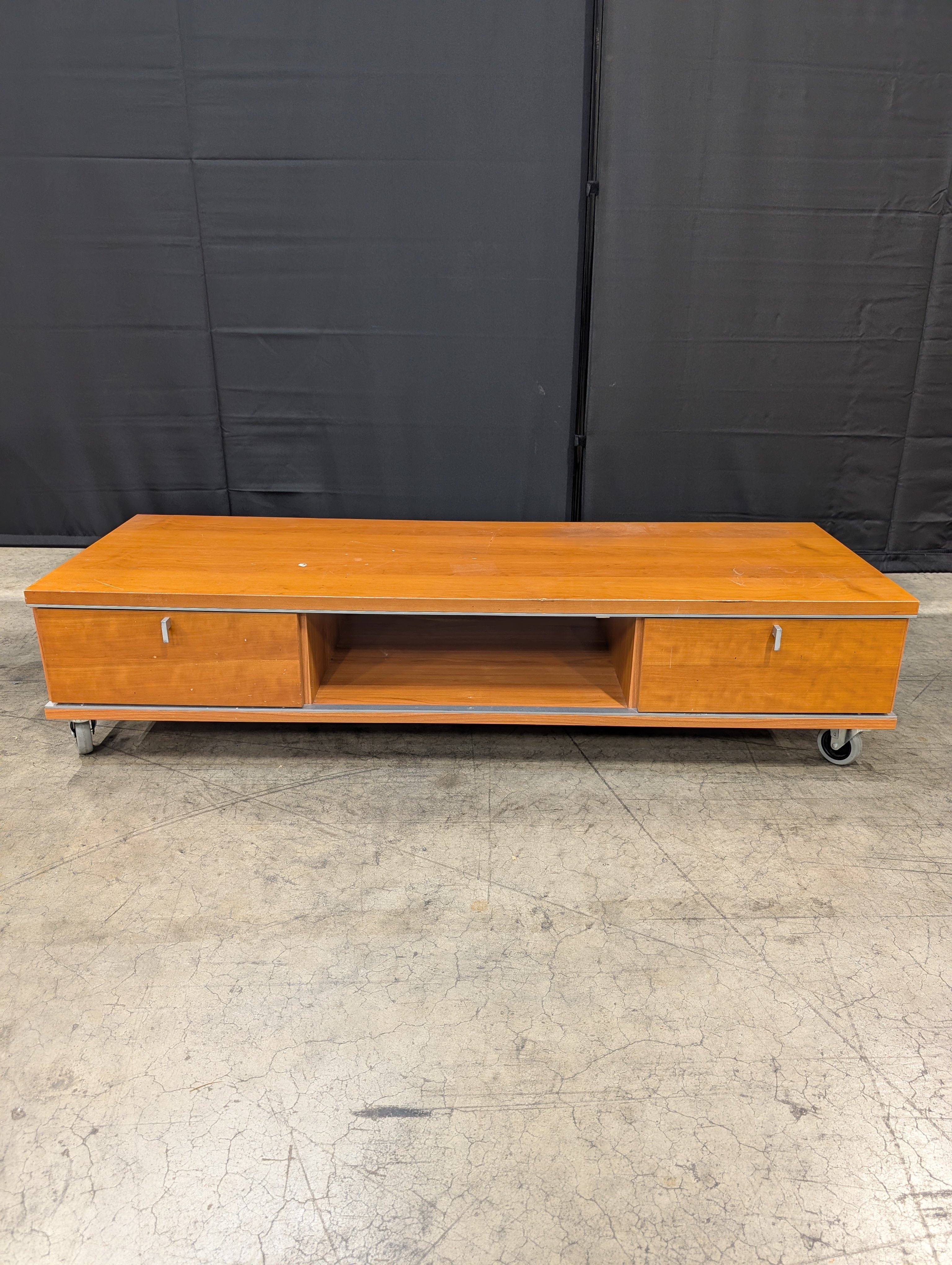 Versatile Wooden Media Console with Integrated Storage