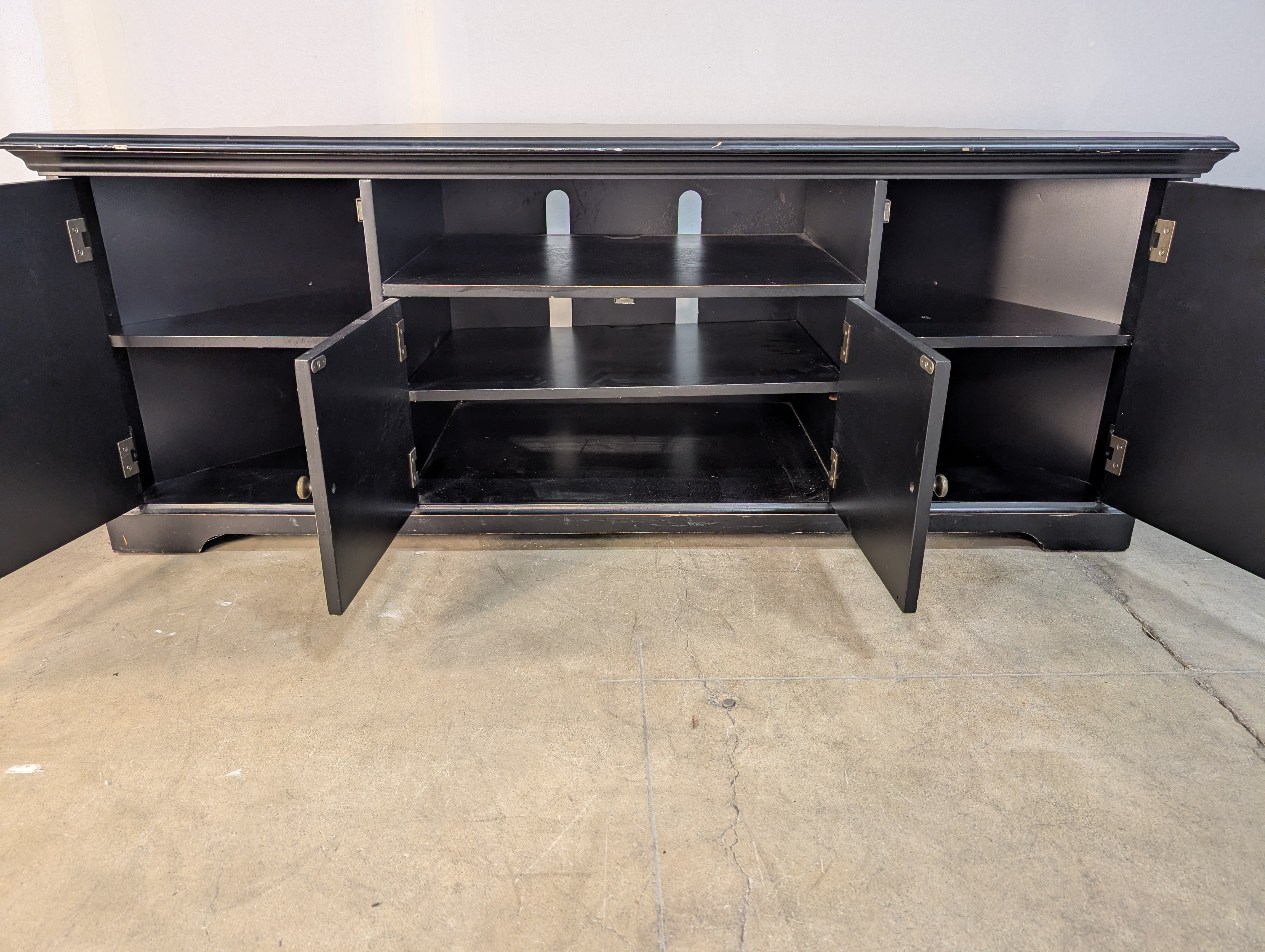 Versatile Black Corner Ballard Designs TV Stand Media Console with Storage