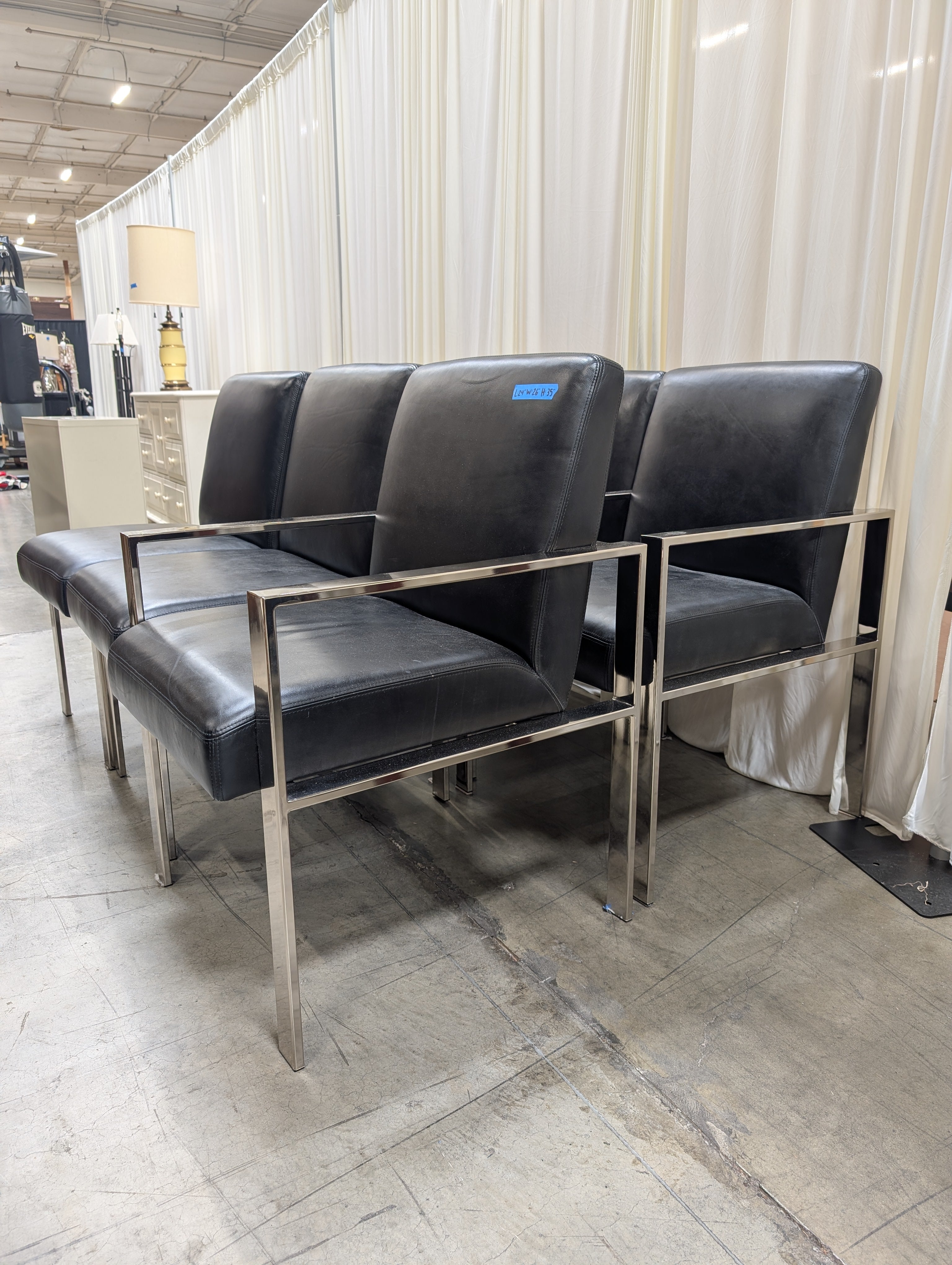 Set of Six Black Dining Chair in Faux Leather