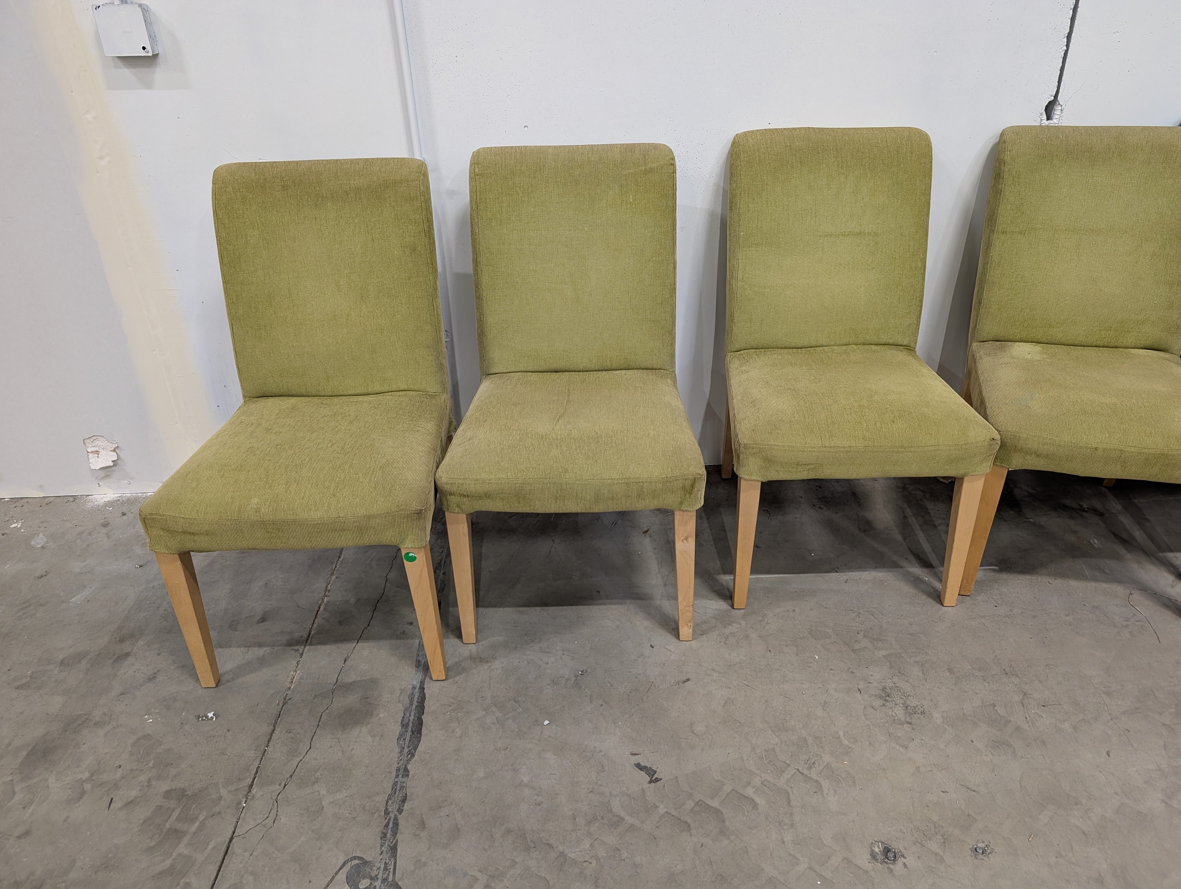 Set of four Modern Dining Chairs with Olive Green Upholstery