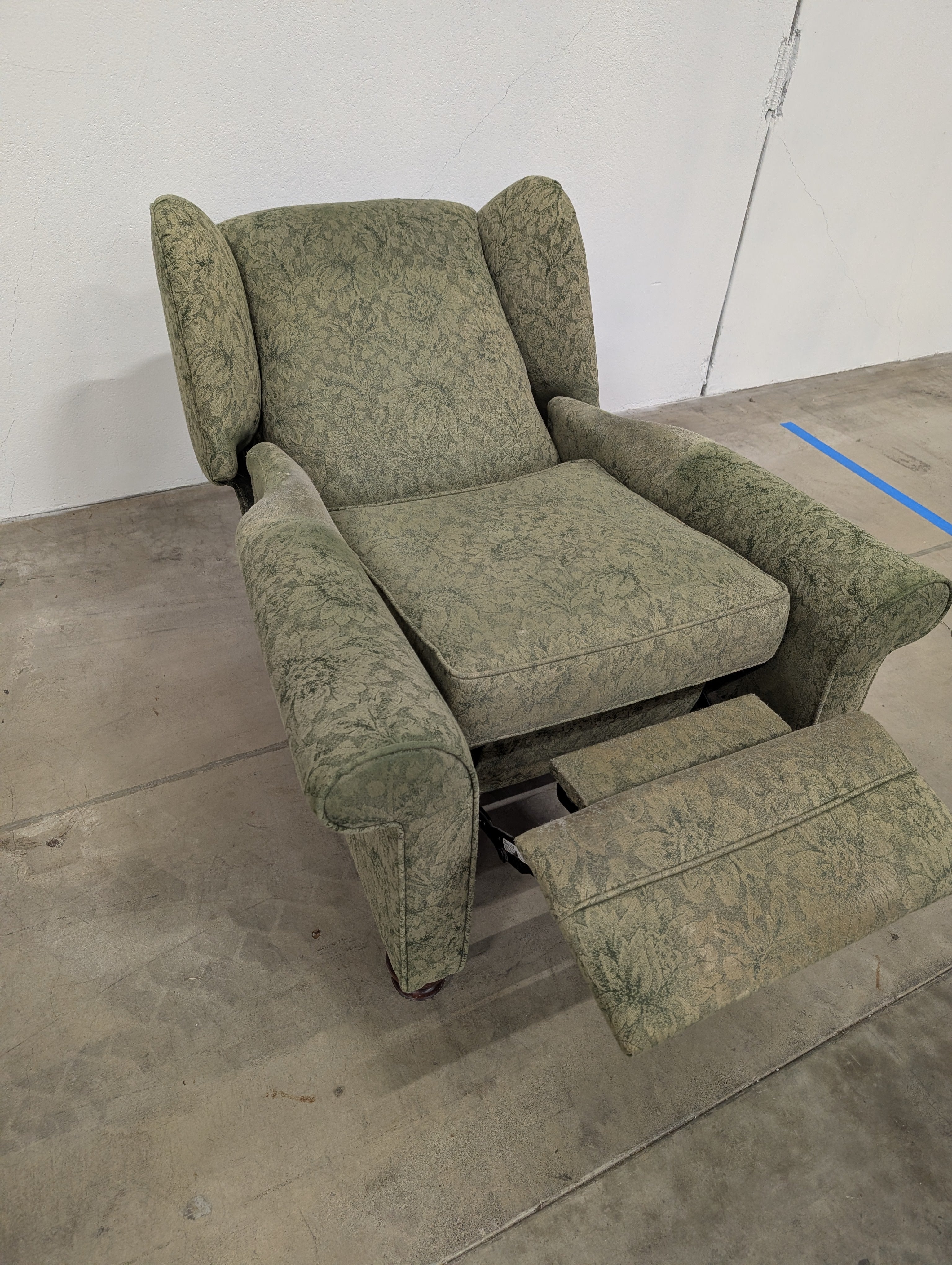 Upholstered Wingback Recliner Chair with Botanical Leaf Pattern