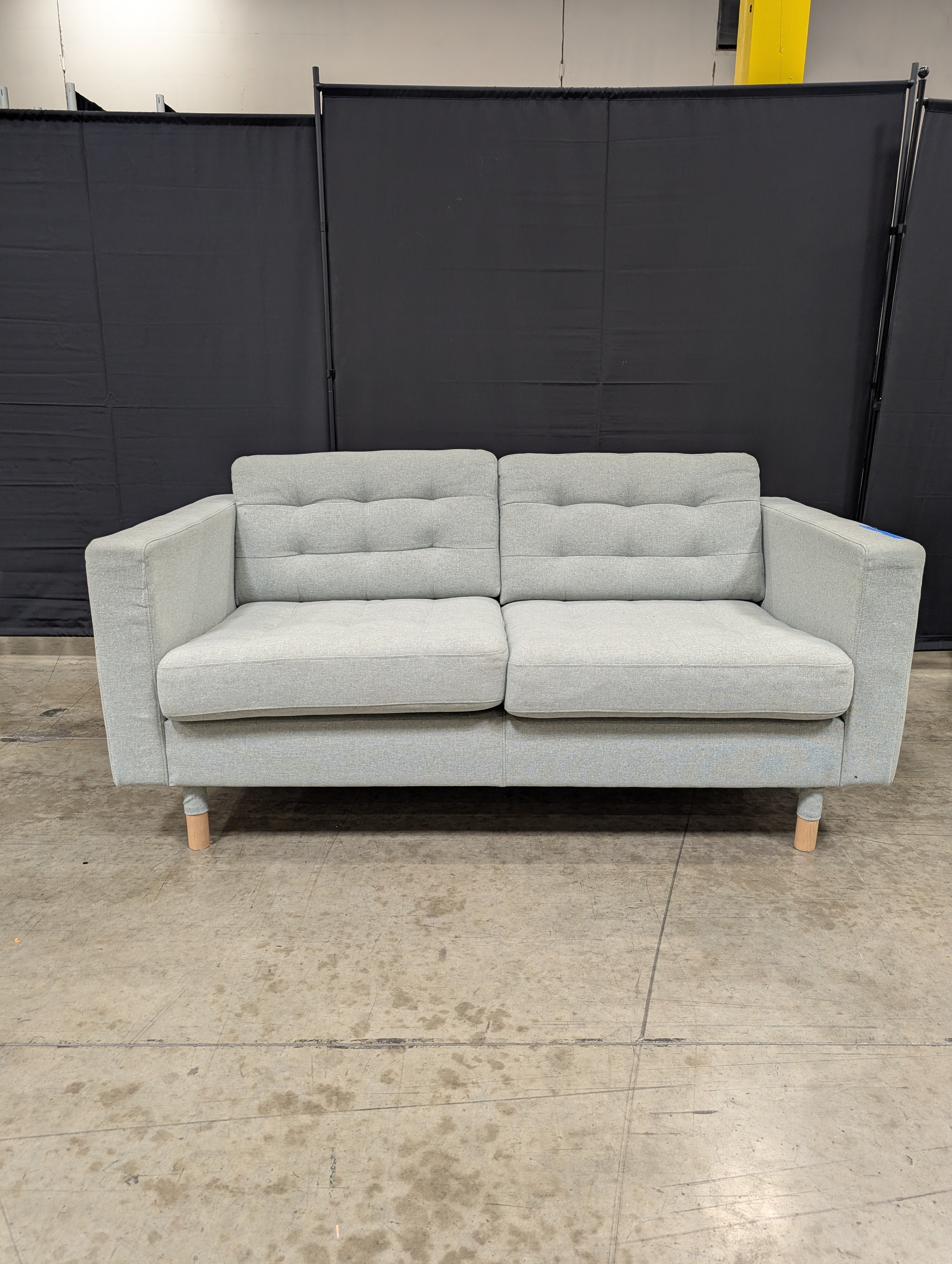 Light Green Tufted Fabric Loveseat