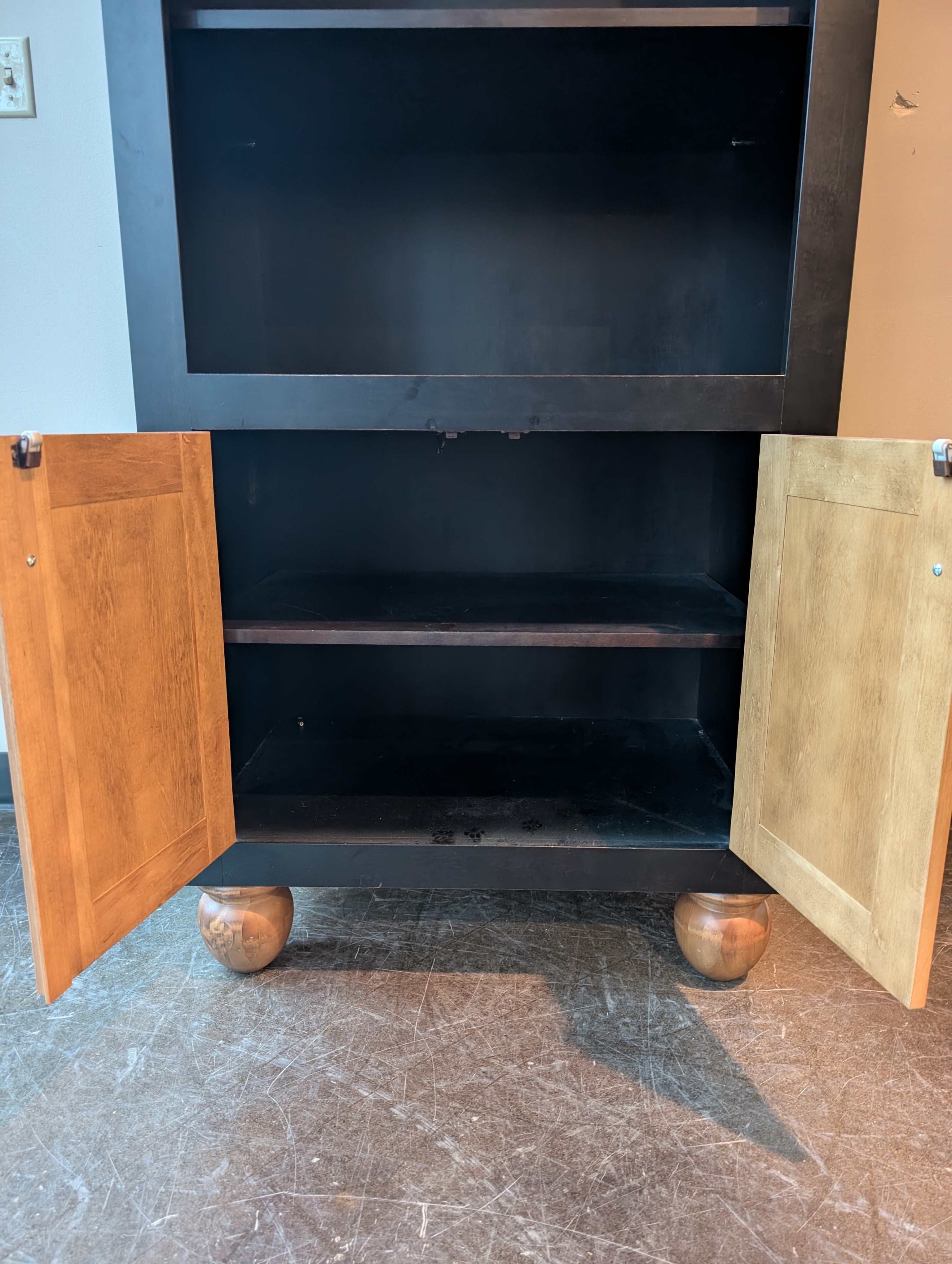 Modern Two-Tone Bookcase with Lower Cabinet Storage