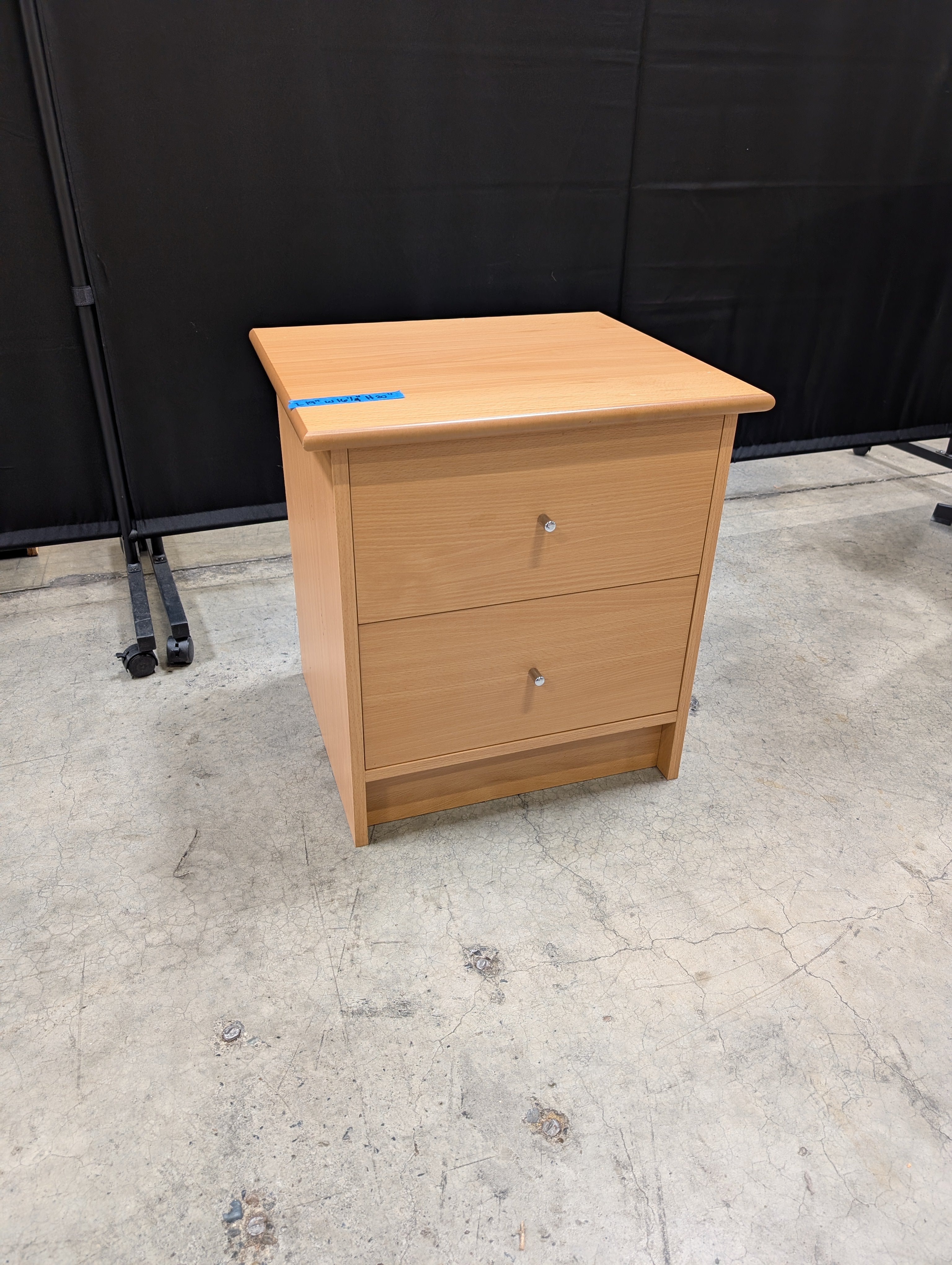 Natural Wood Two-Drawer Storage Nightstand