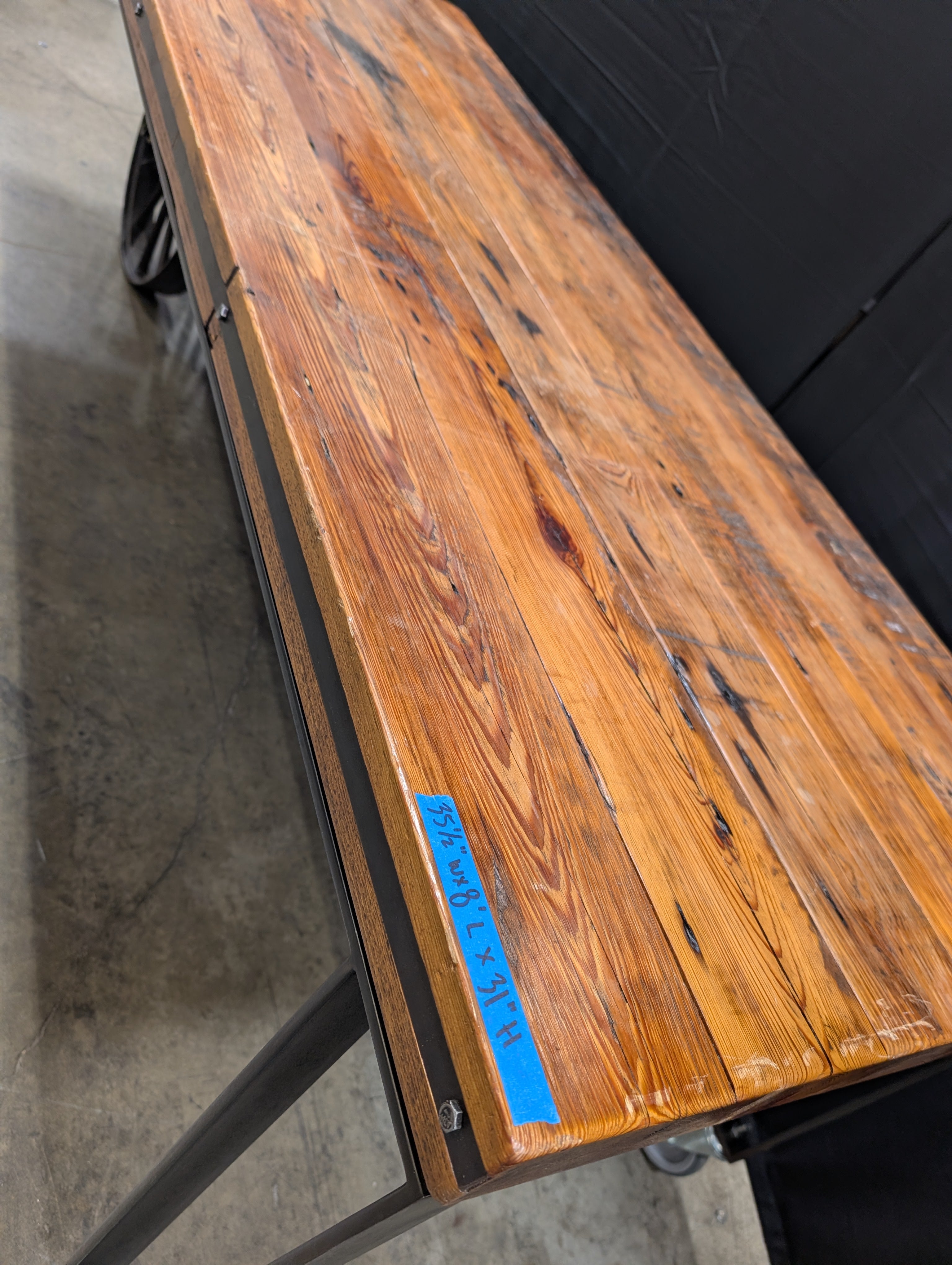 Industrial Style Butcher Block Top Rolling Console Table