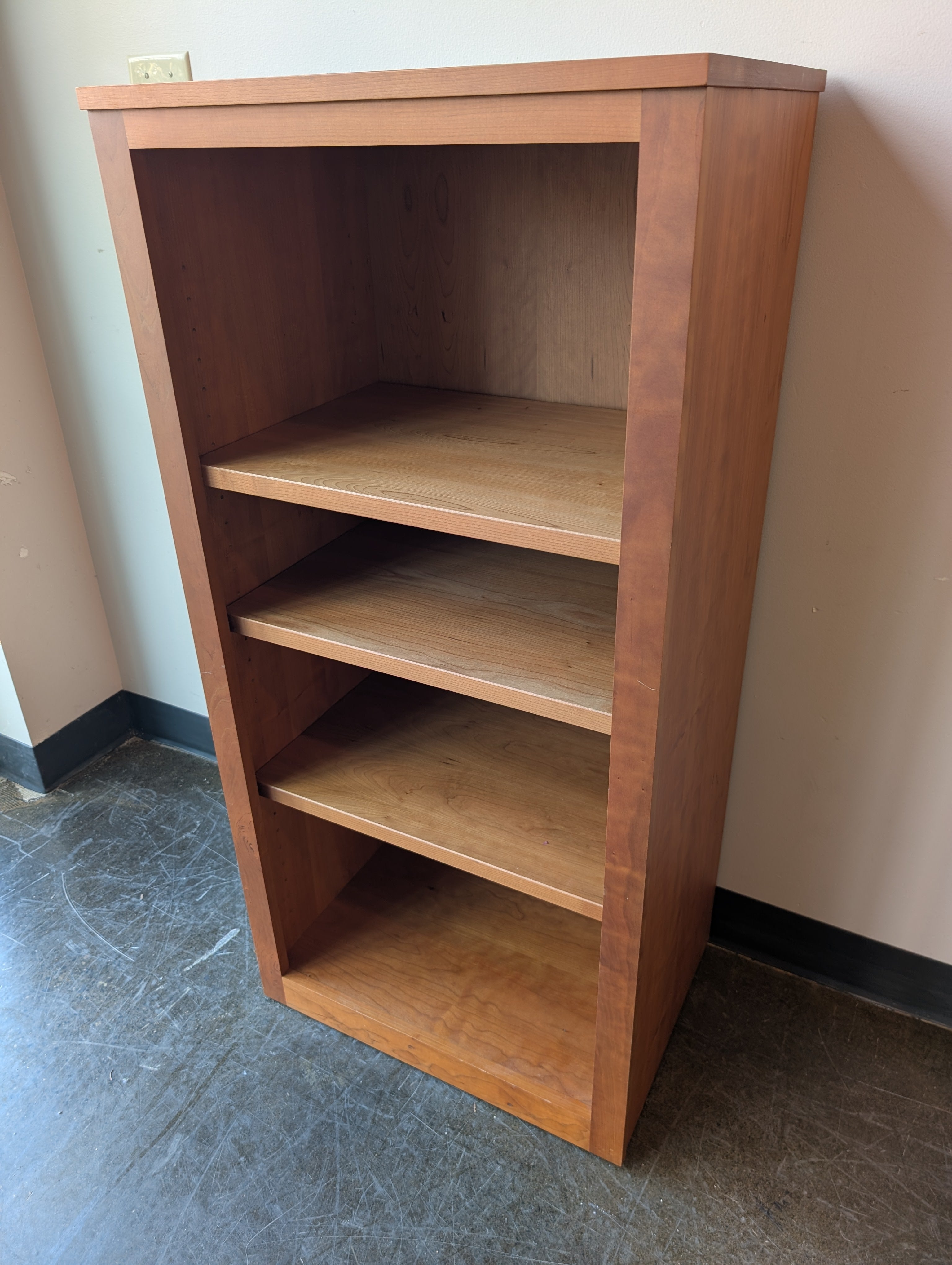 Spectra Wood Versatile Light Brown Wood Bookcase with Four Shelves