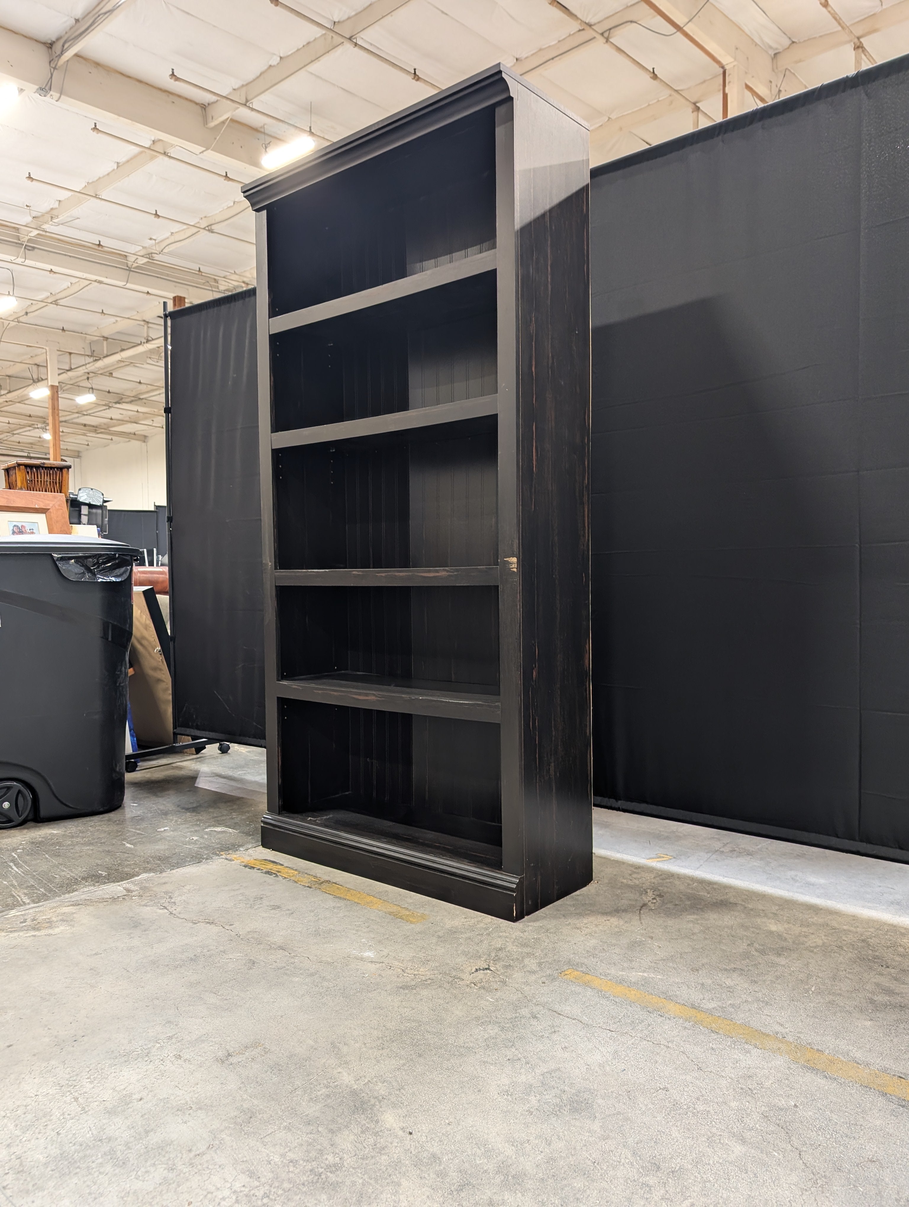Tall Dark Wood Finish Multi-Shelf Bookcase Storage Unit