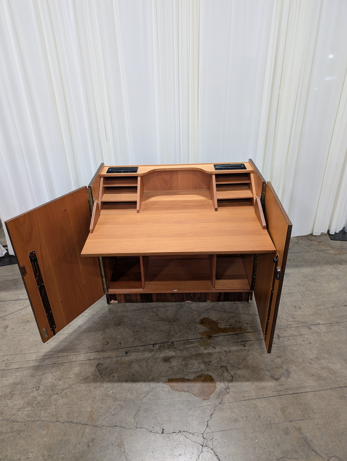 Dark Wood Grain Two-Door Bar Cabinet