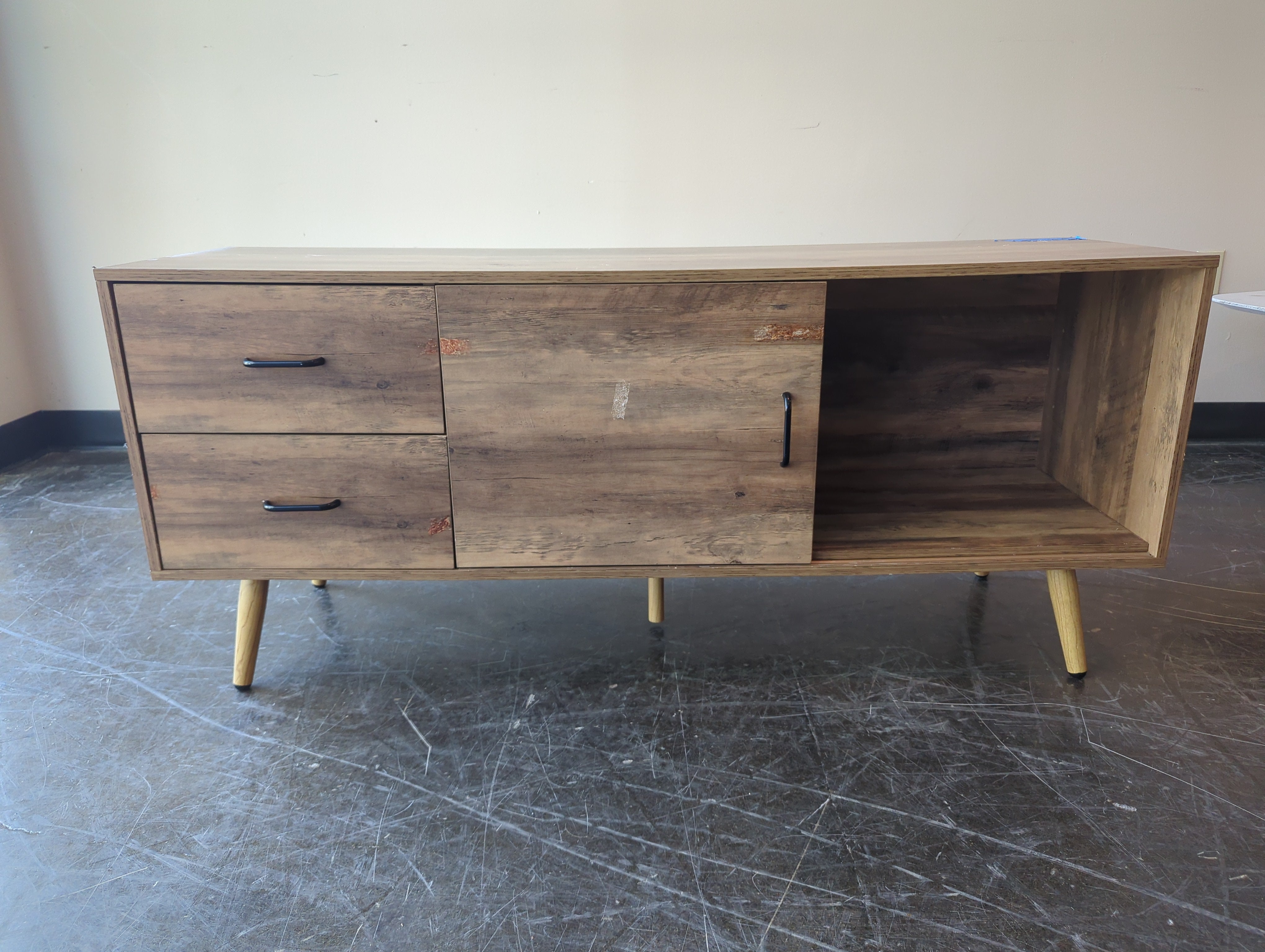 Mid-Century Modern Wood Media Console
