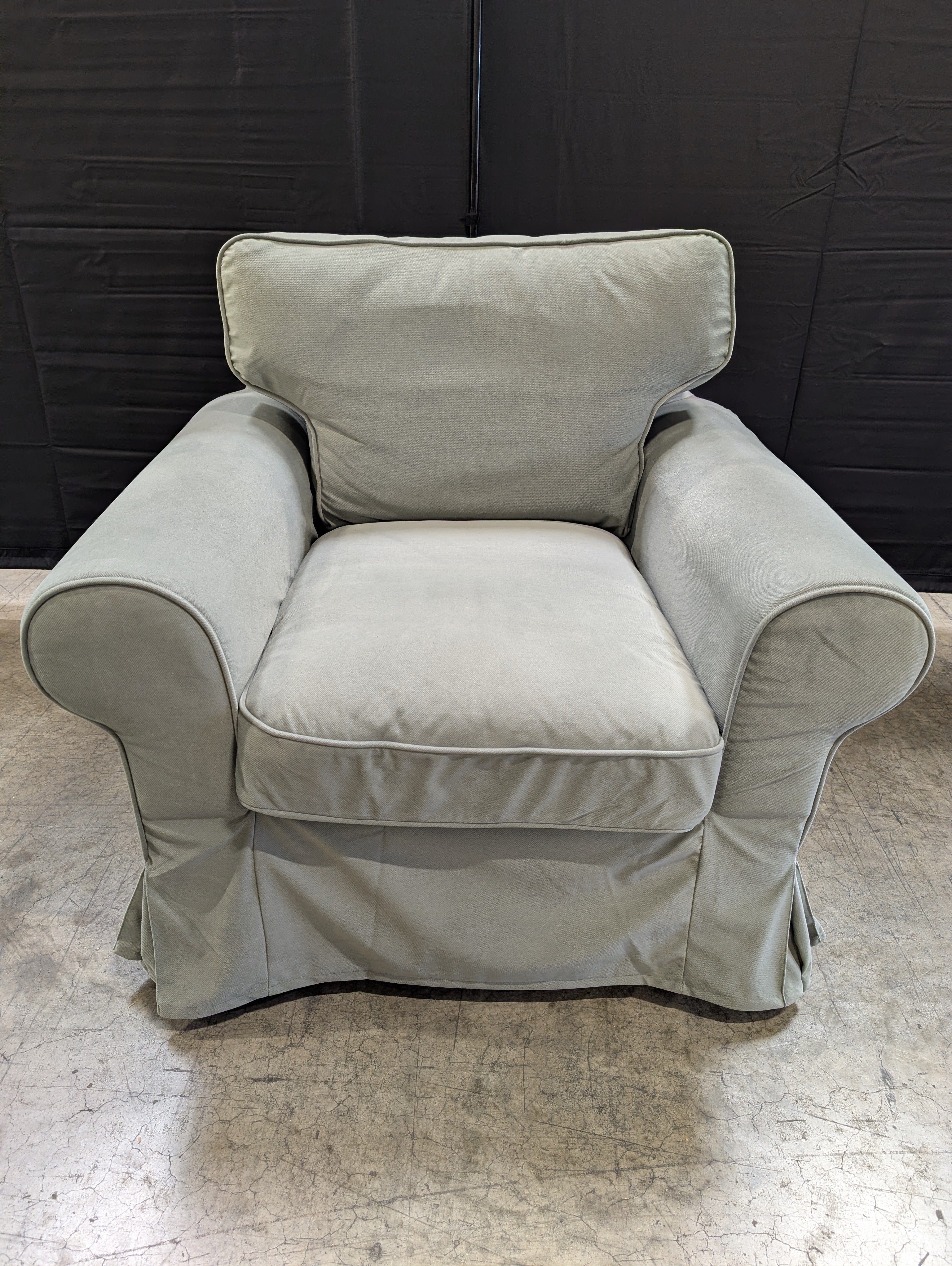 Contemporary Light Grey-Green  Upholstered Armchair