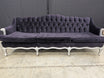 Plush Tufted Velvet Sofa with Ornate Silver Frame