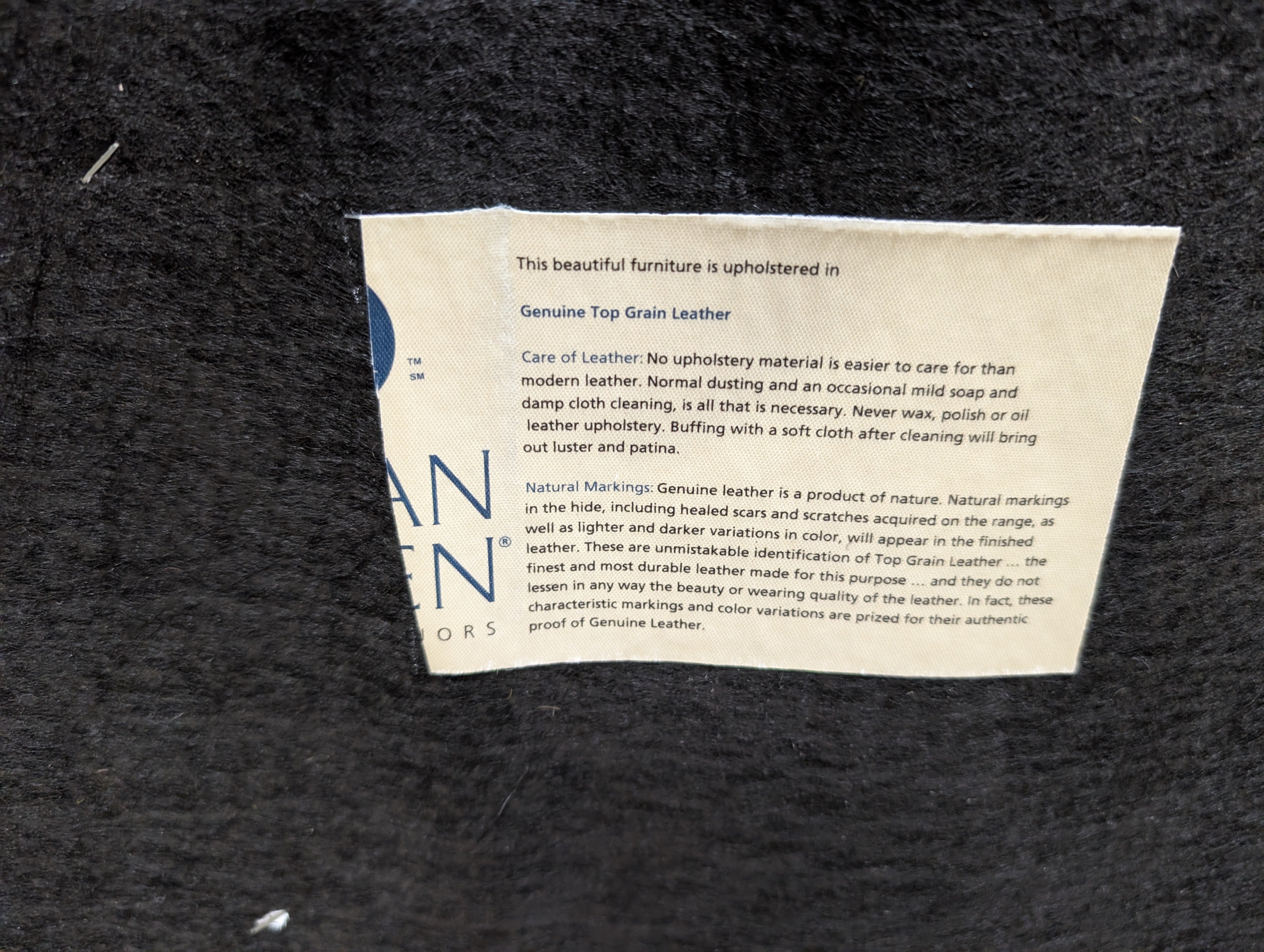 Tan Leather ETHAN ALLEN Armchair with Matching Ottoman