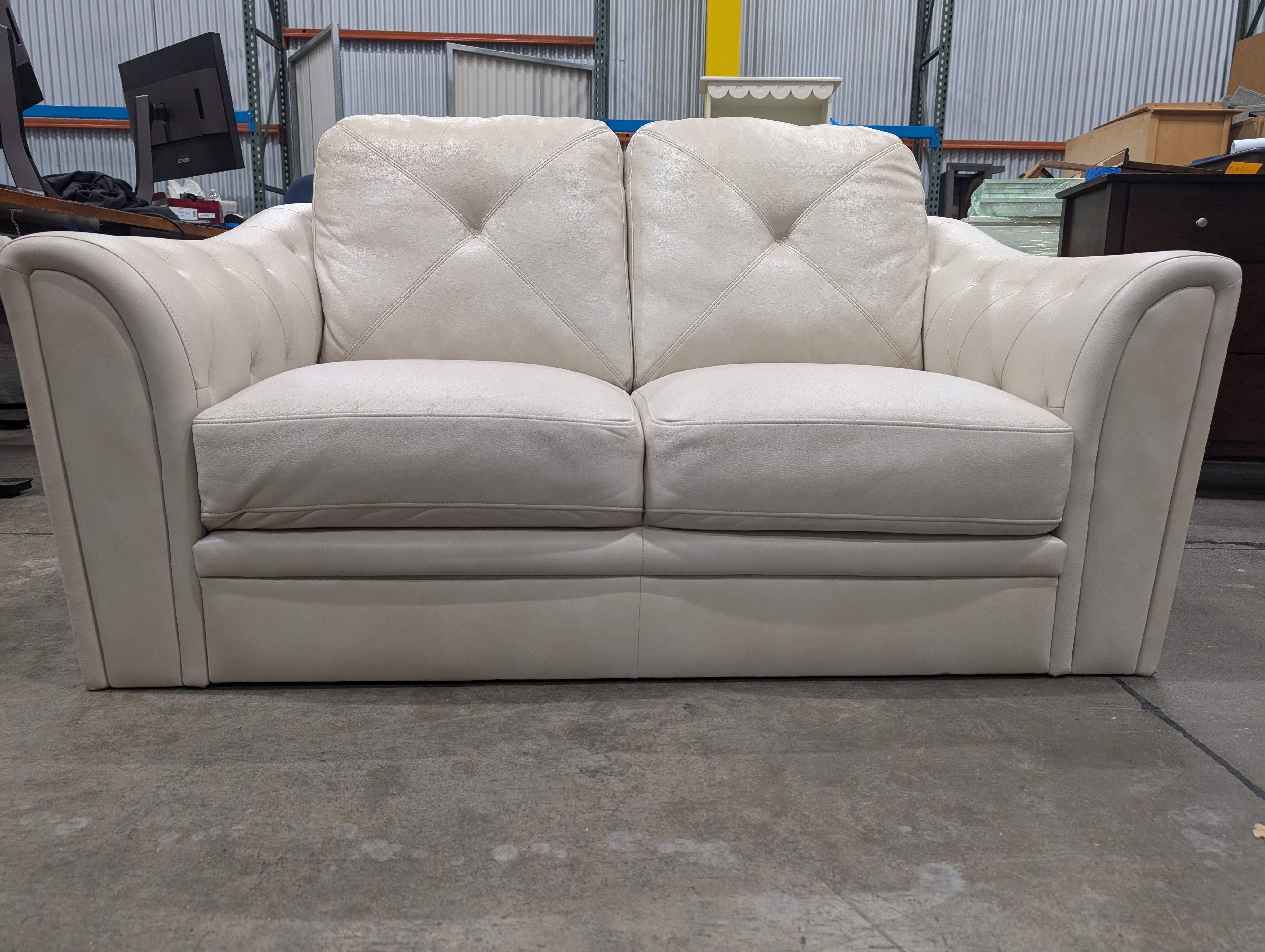 Cream Tufted Sectional Sofa Piece