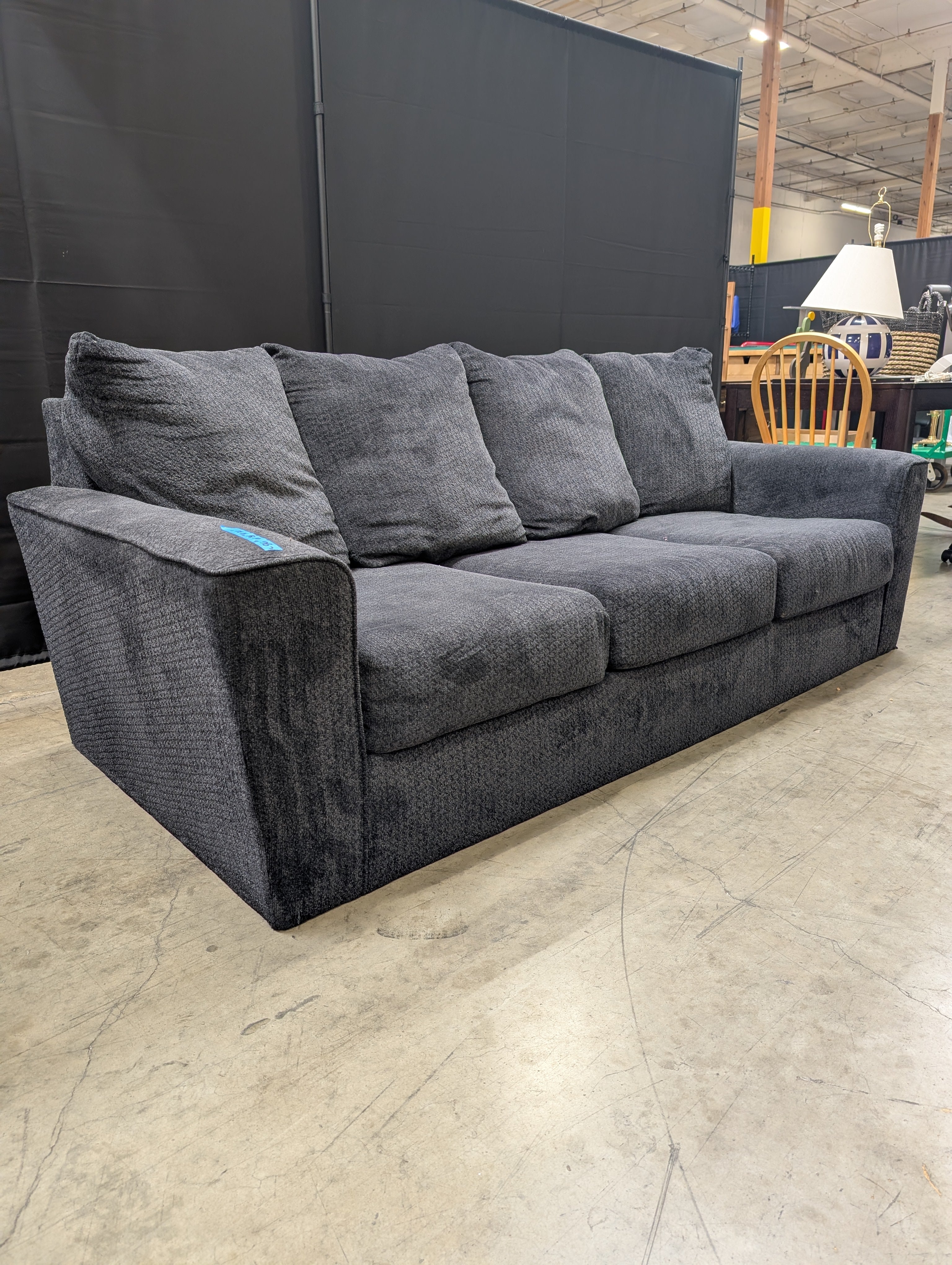 Contemporary Dark Grey Fabric Ashley Furniture Sofa Used