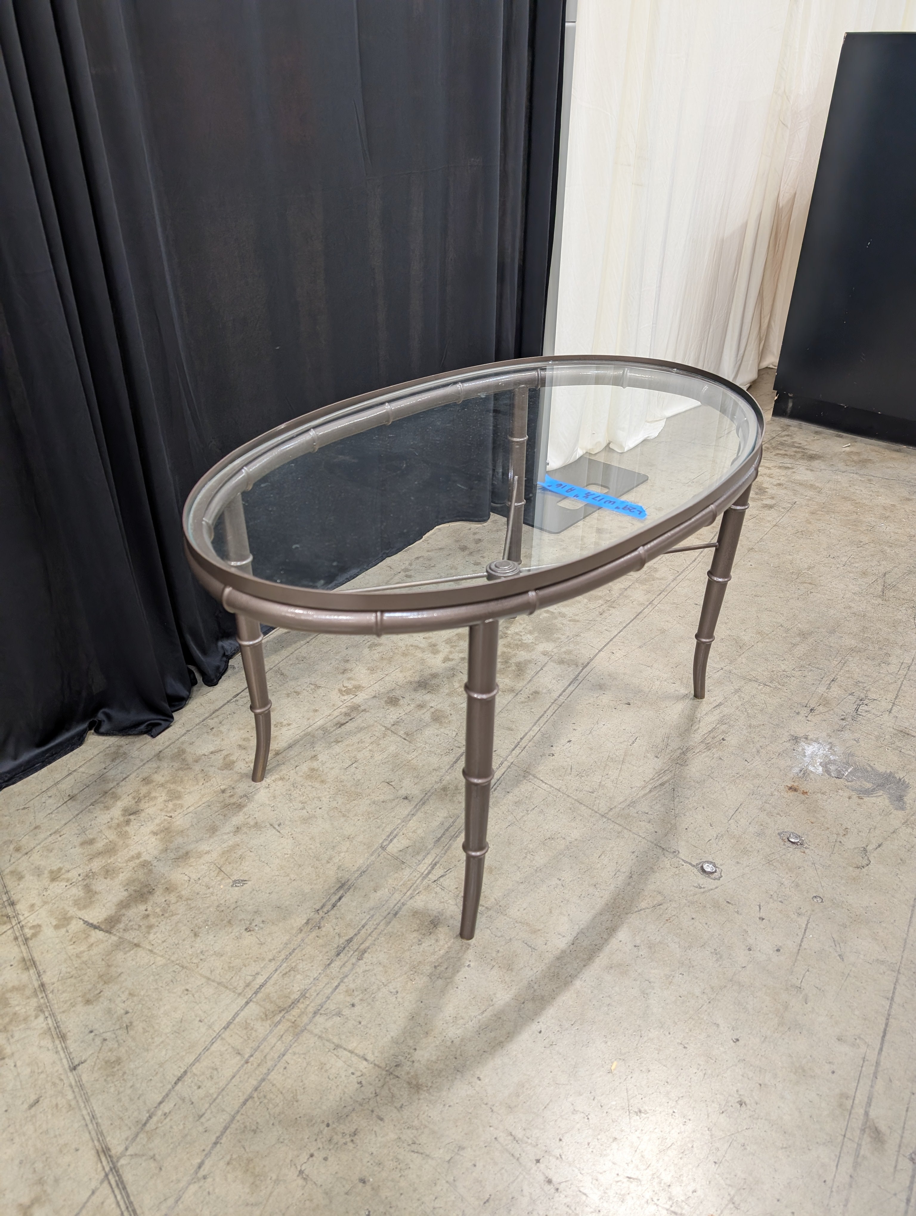 Dark Bronze Bamboo Style Oval End Table